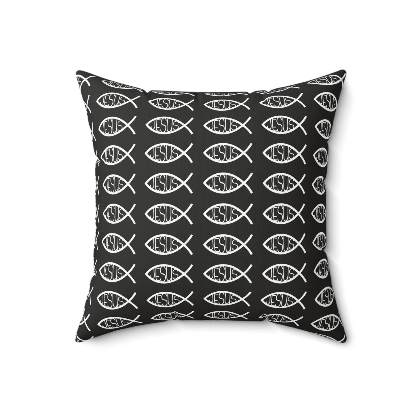 Decorative Throw Pillow - Black and White Jesus Fish Matching Design