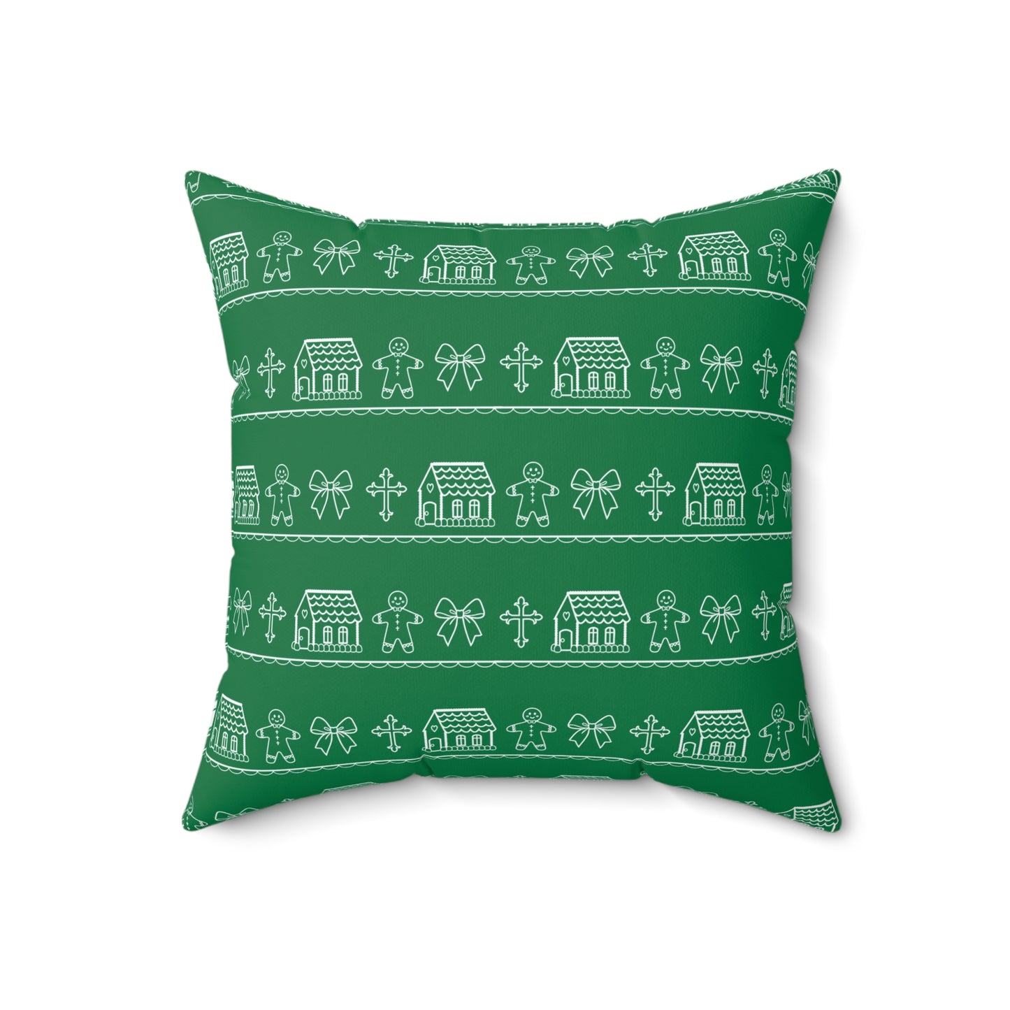 Dark Green Christmas Gingerbread Pillow