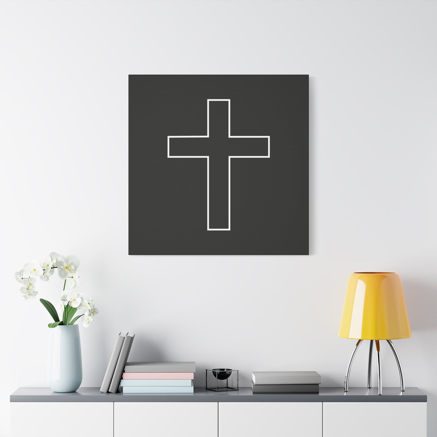 Minimalist Outline Cross - Canvas Wall Art