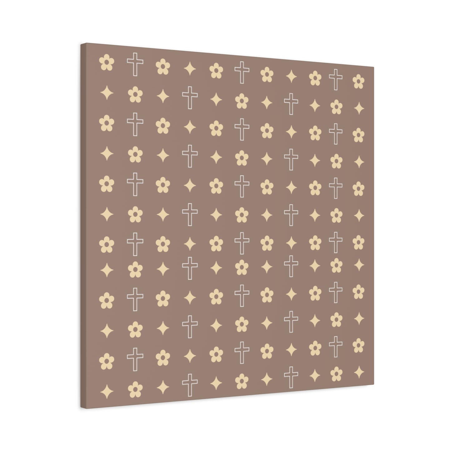 Wall Art Canvas - Mocha Cream Daisy Cross Print
