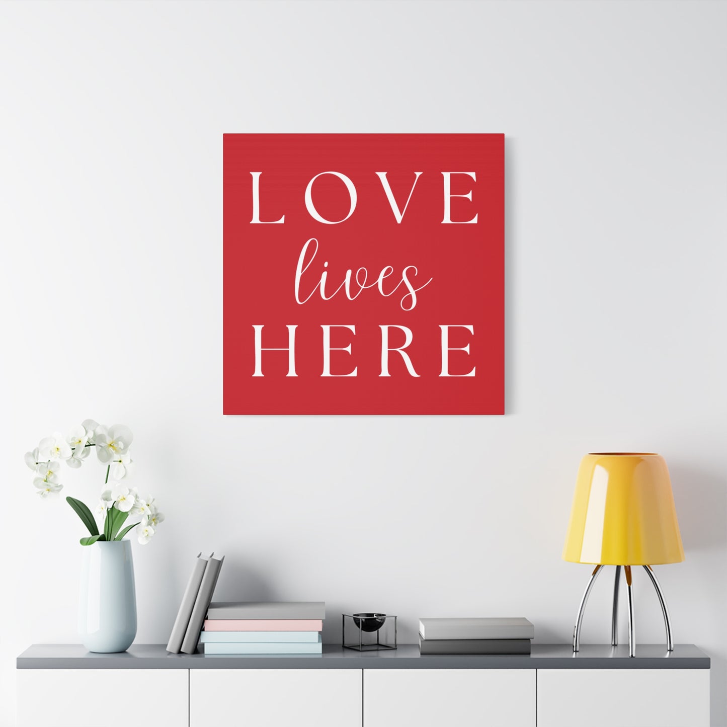 Red and White Wall Art Canvas - Love Lives Here