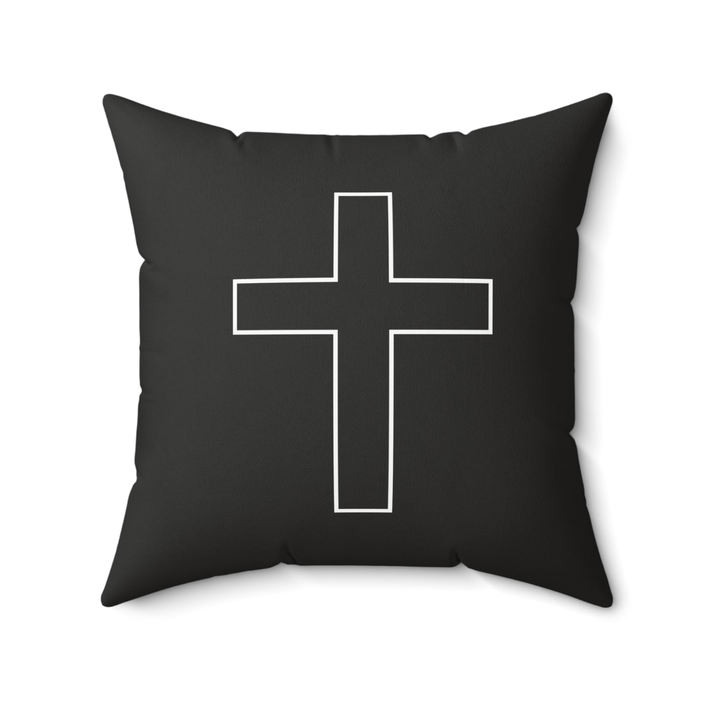 Black Square Pillow - Minimalist Cross Outline Decorative Throw Pillow