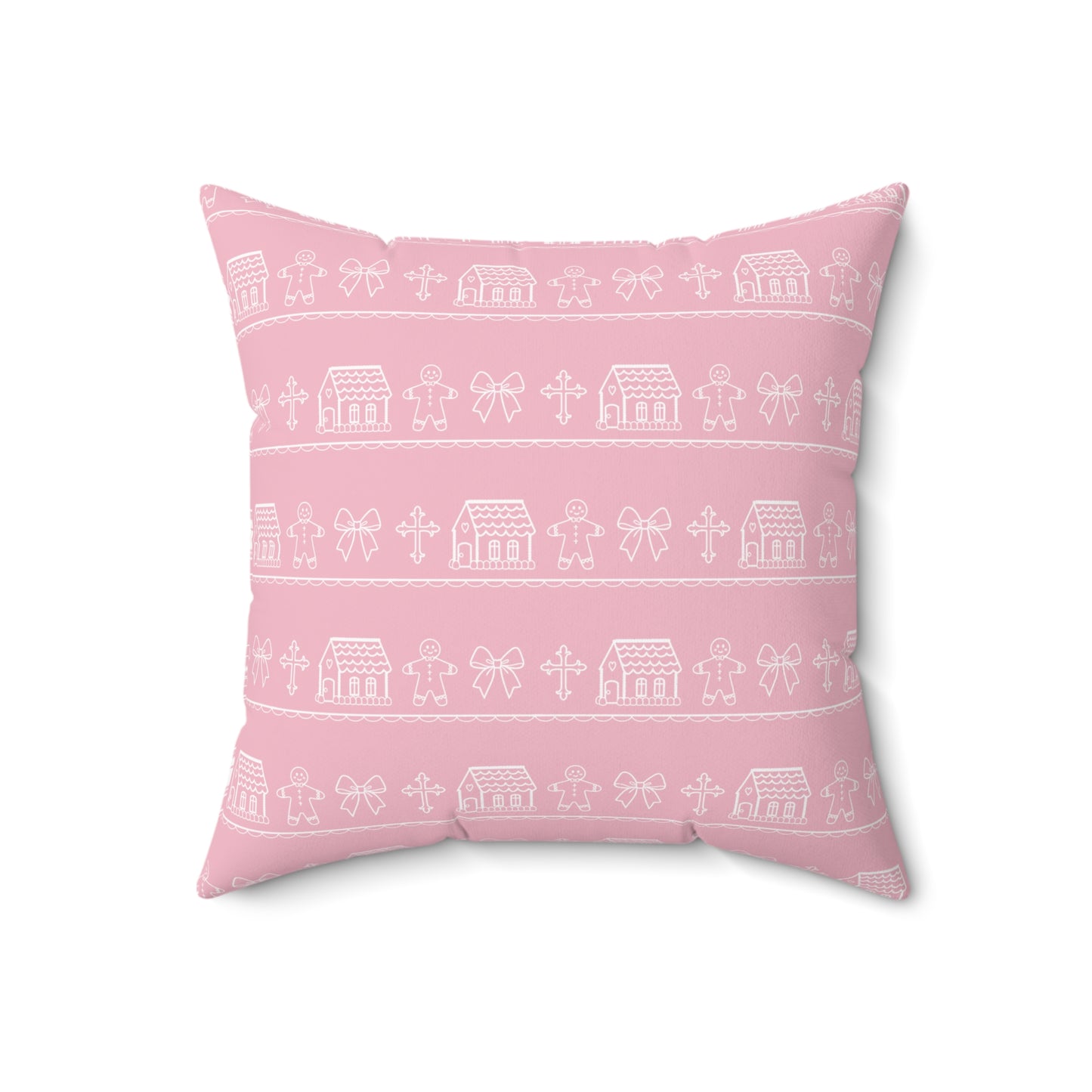 Pink Christmas Gingerbread Pillow
