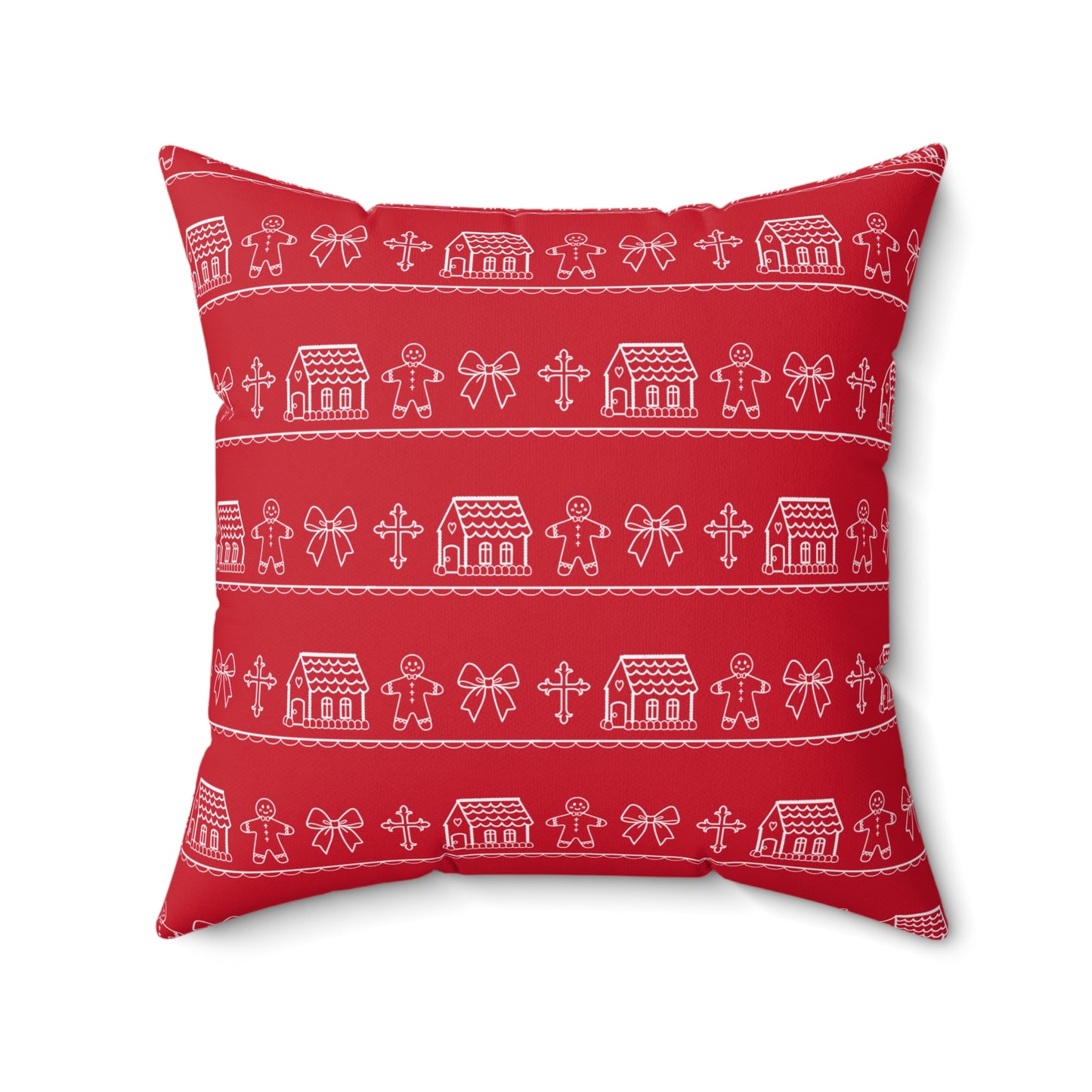 Dark Red Christmas Gingerbread Pillow