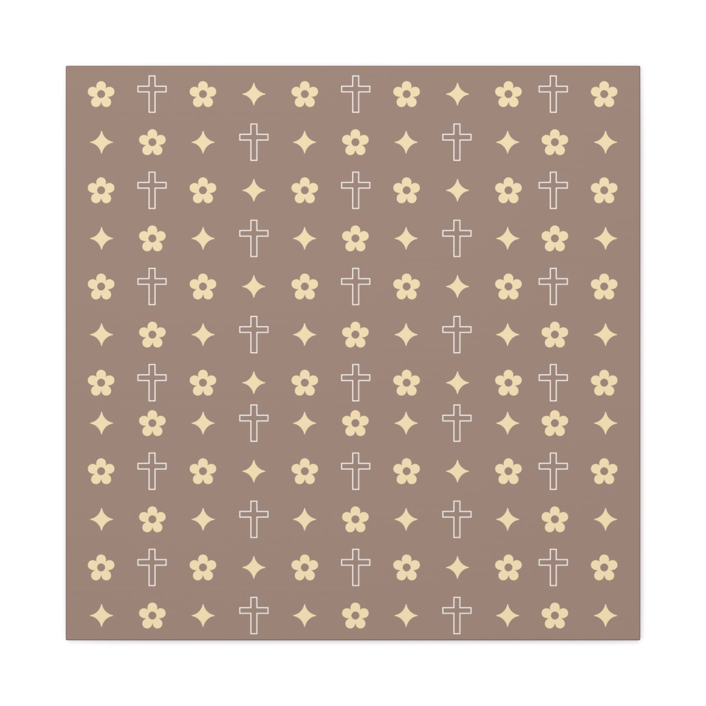 Wall Art Canvas - Mocha Cream Daisy Cross Print