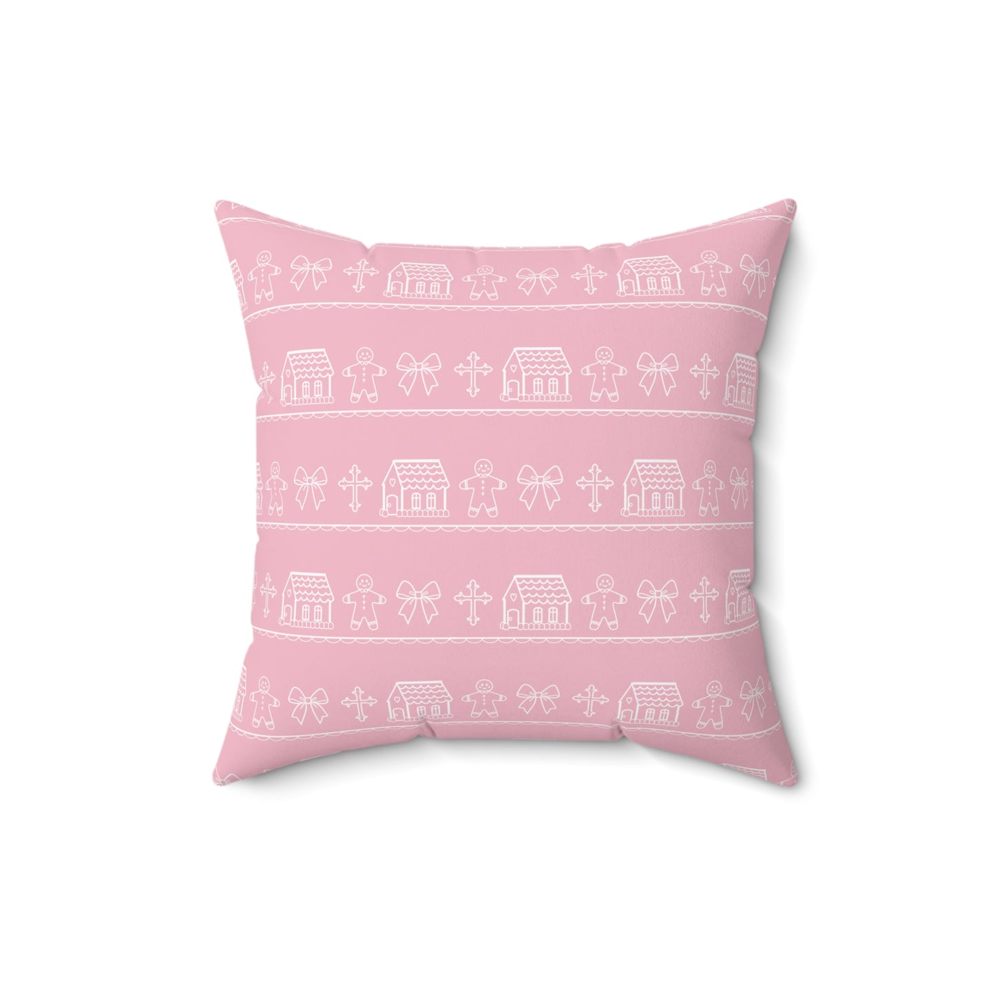 Pink Christmas Gingerbread Pillow