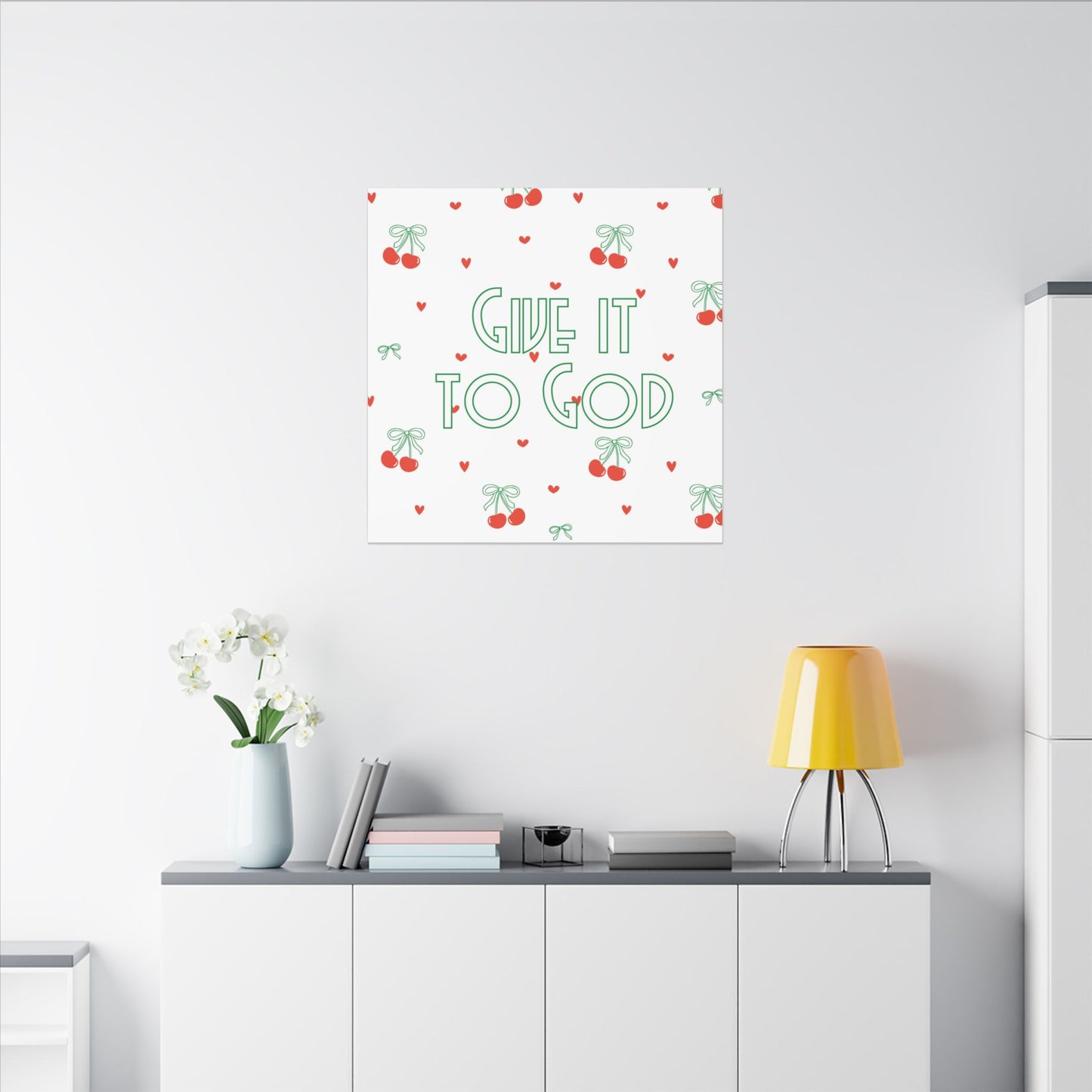 Canvas Artwork - Bows + Cherries "Give it to God"