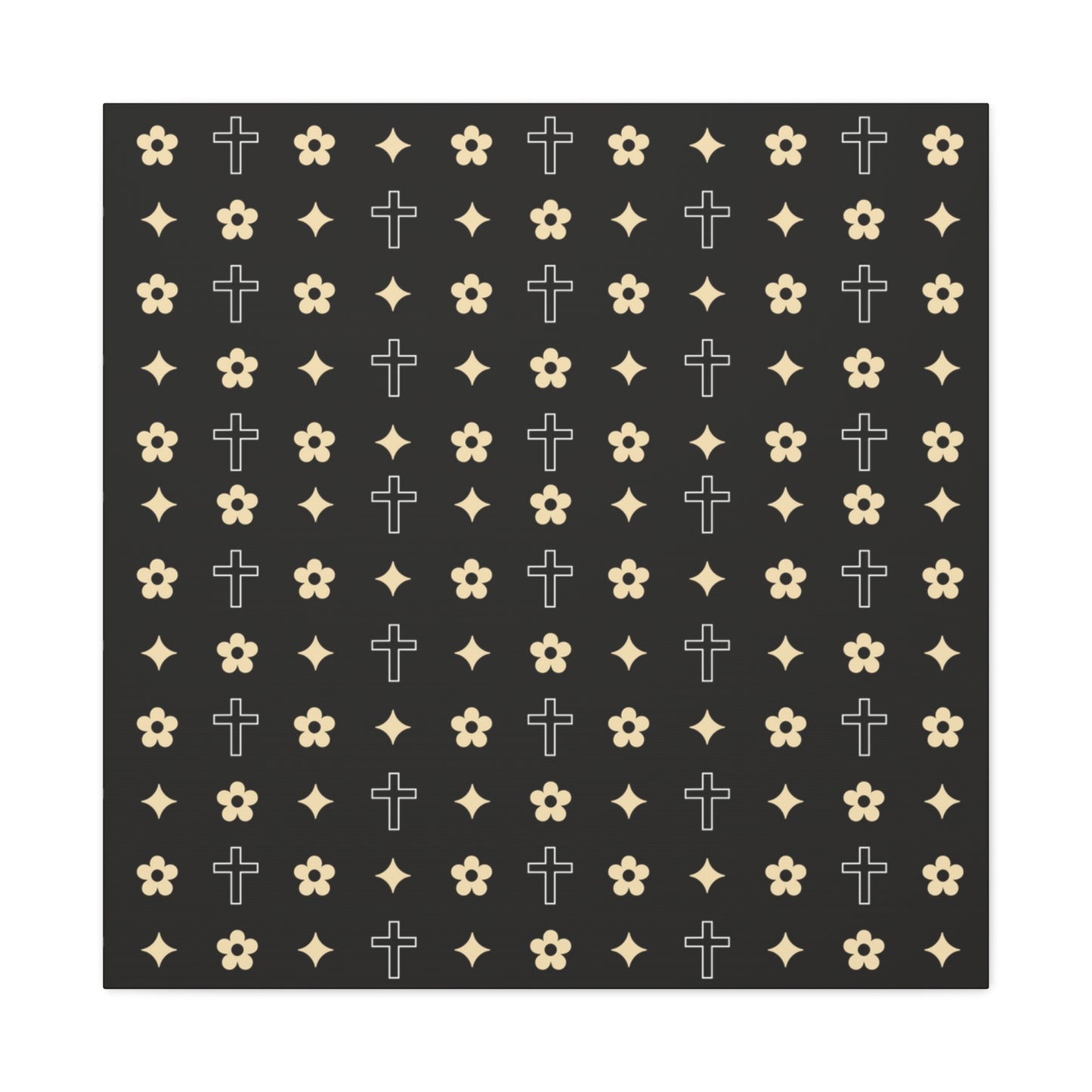 Wall Art Canvas - Black and White Daisy Cross Print