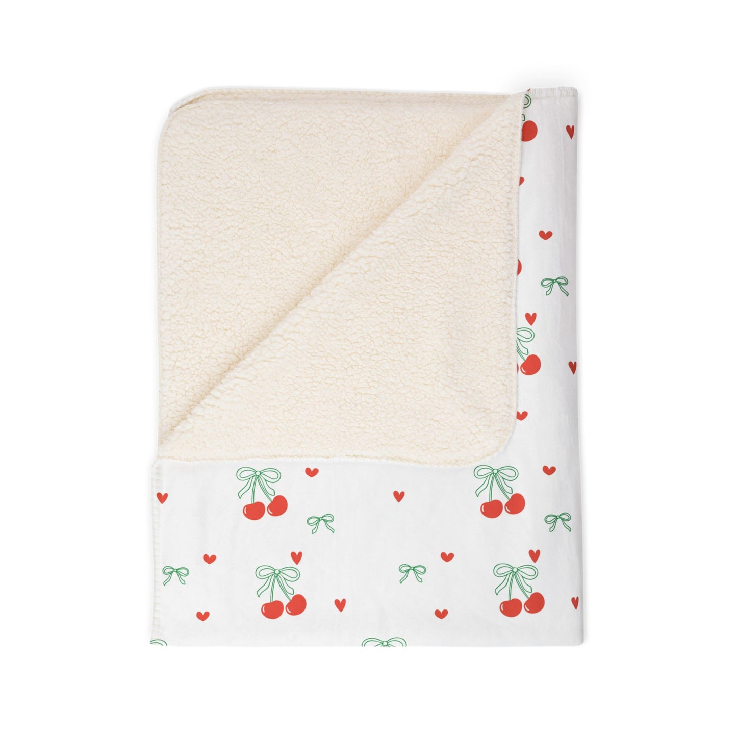 Bow + Cherries - Cozy Print Sherpa Blanket