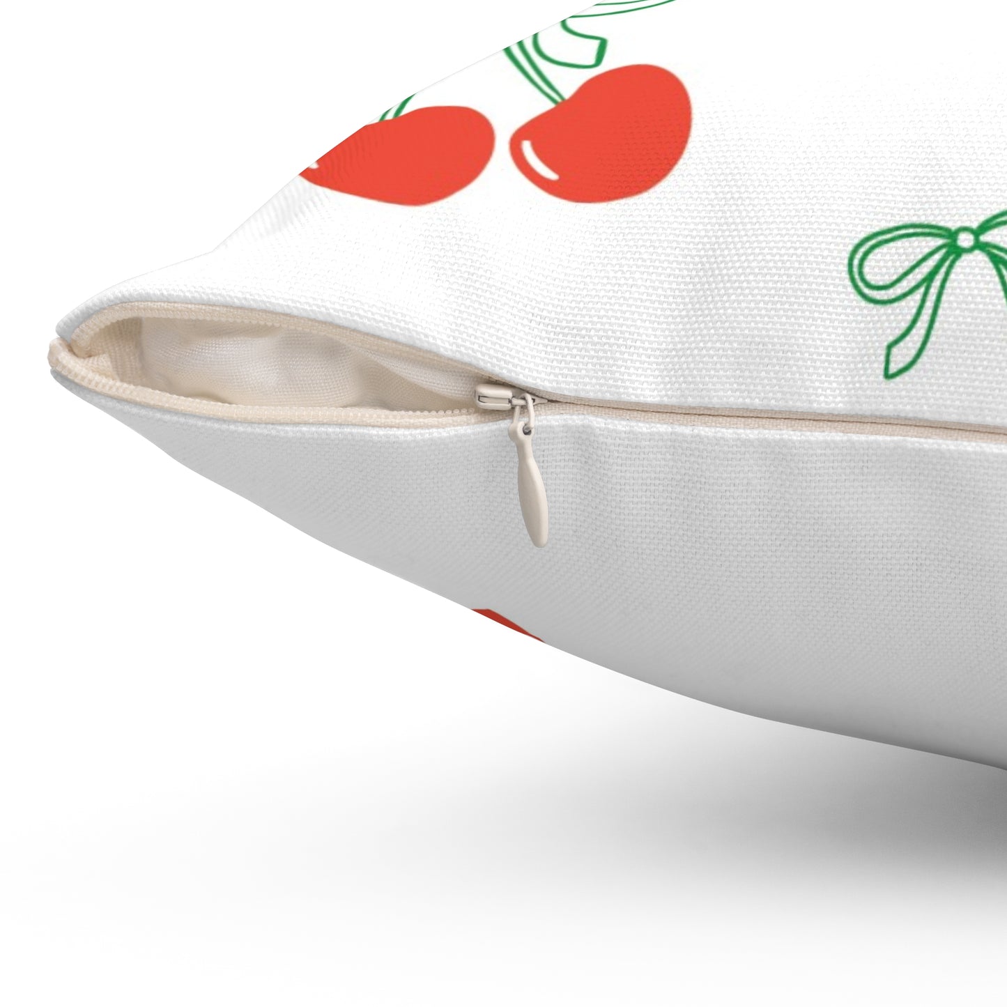 Decorative Throw Pillow - Bows + Cherries Print