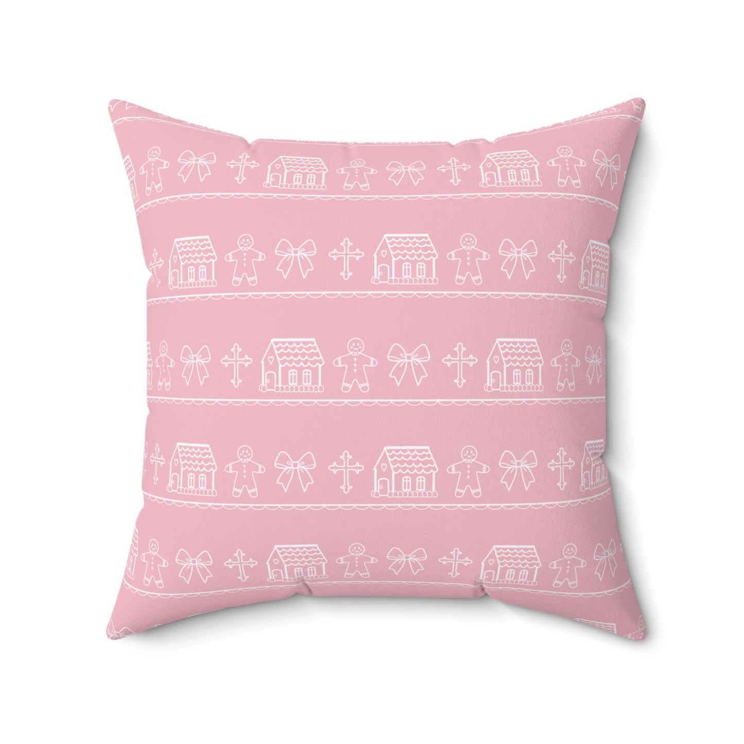 Pink Christmas Gingerbread Pillow