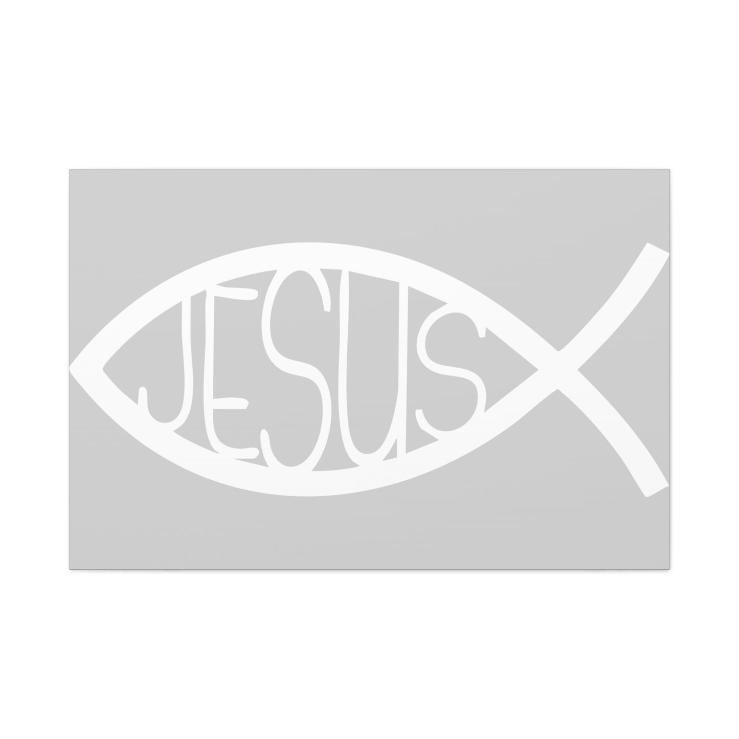 Grey and WhiteJesus Fish - Wall Art Canvas