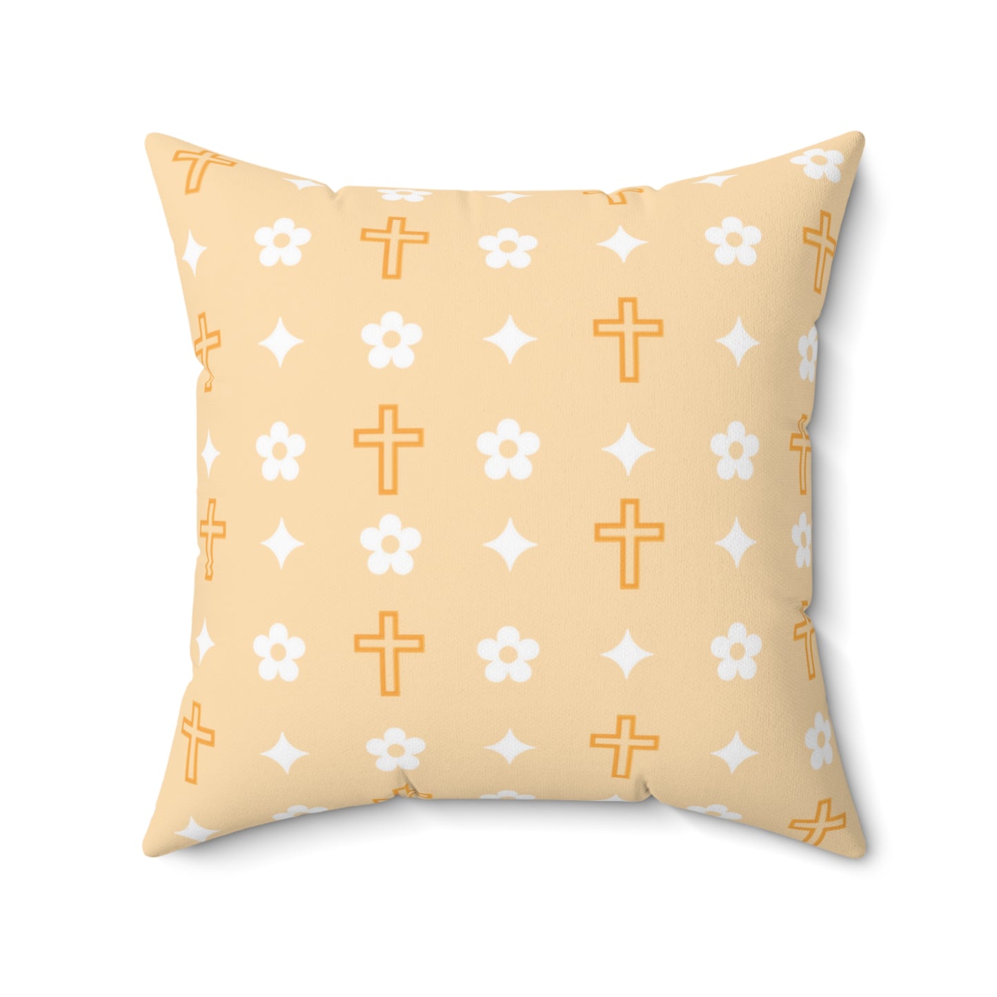 Decorative Throw Pillow - Creamsicle Daisy Cross Print