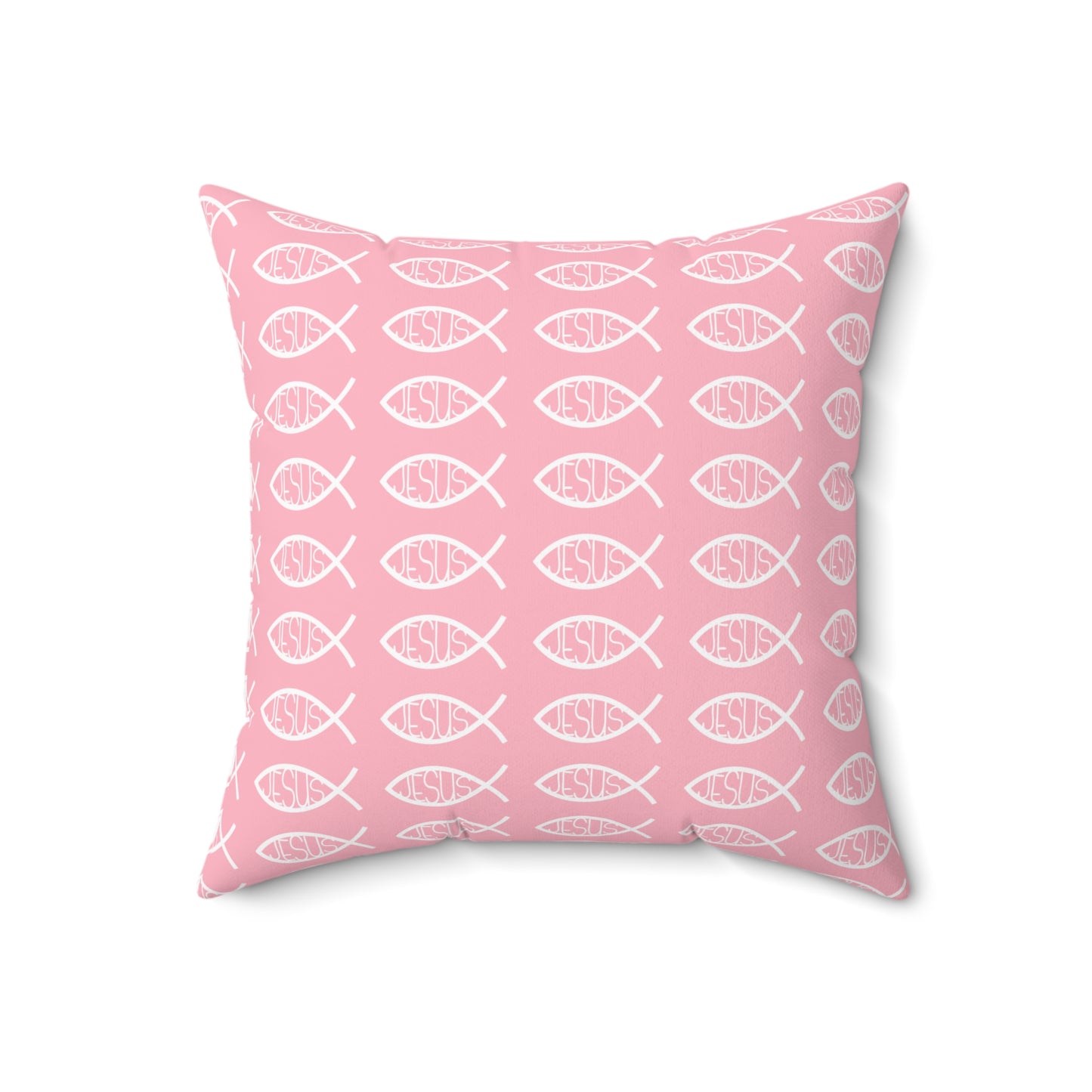 Pink Decorative Throw Pillow - Jesus Fish Matching Design