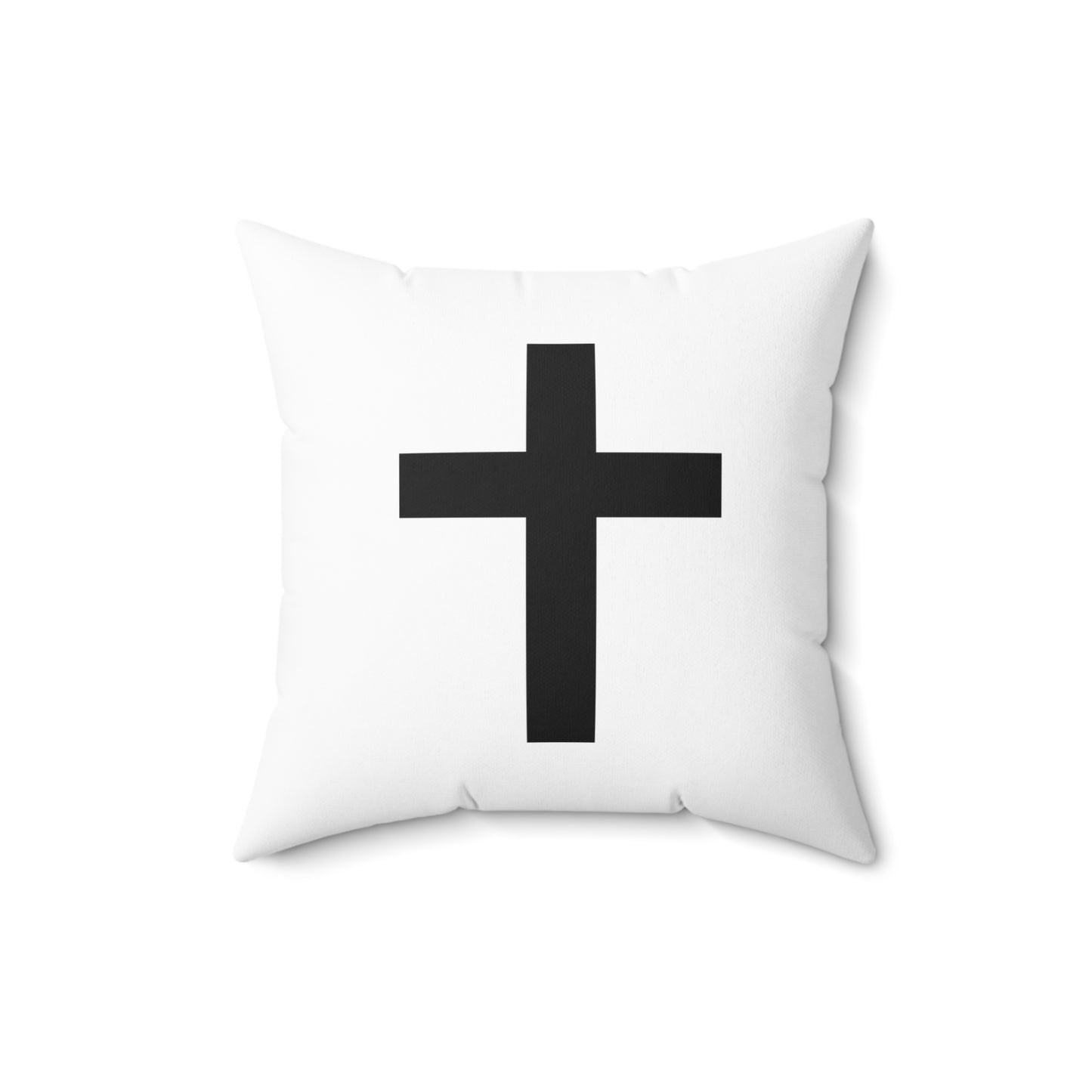 White Square Pillow - Minimalist Cross Decorative Throw Pillow