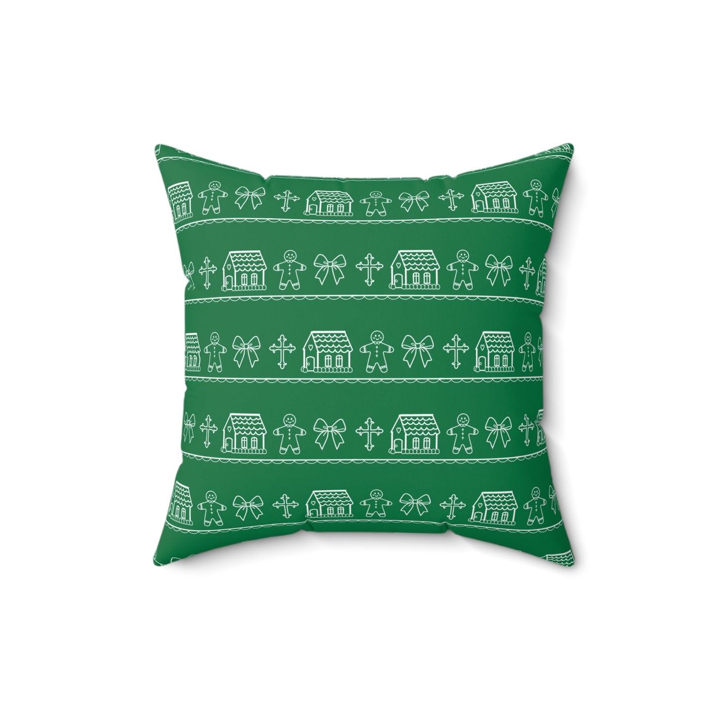Dark Green Christmas Gingerbread Pillow