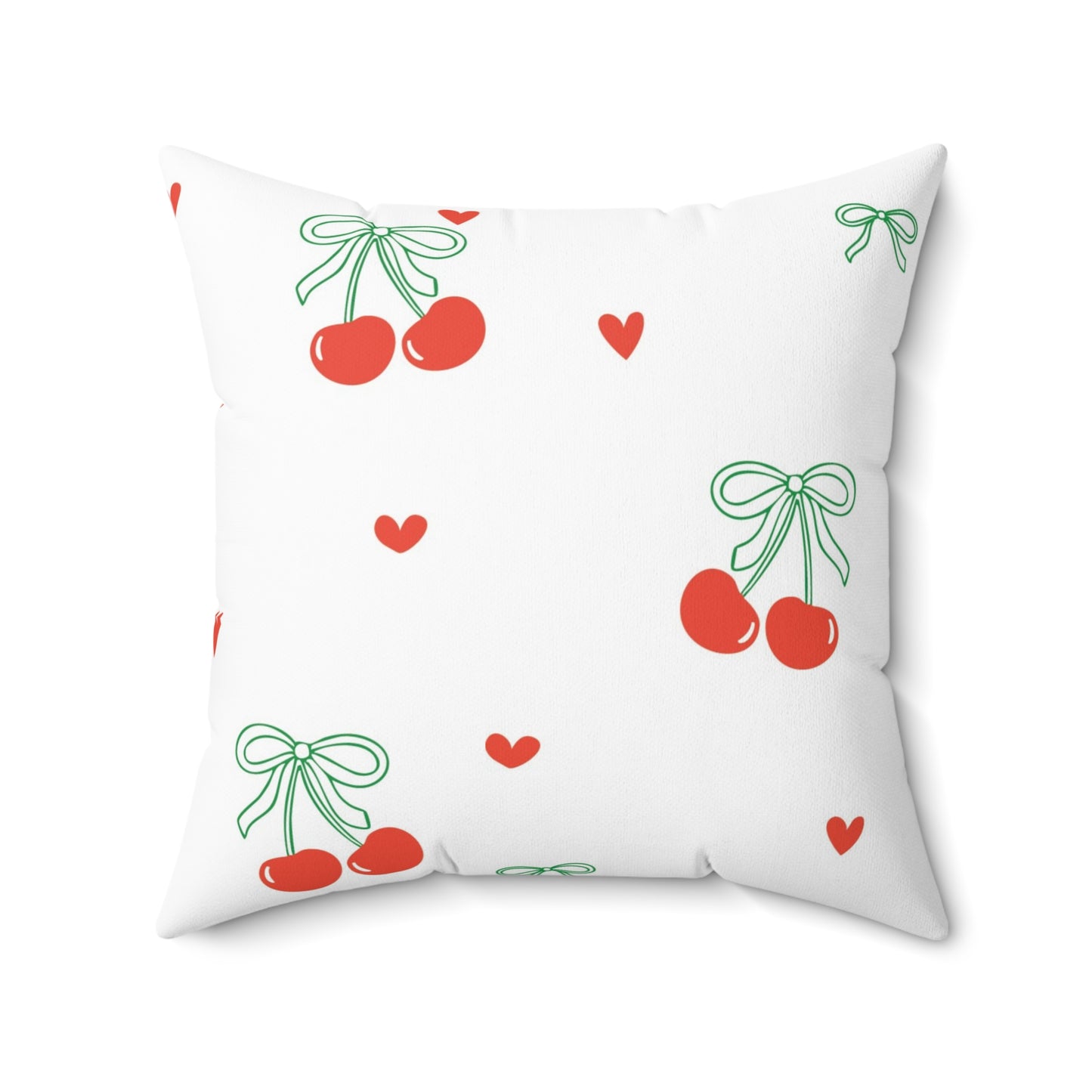 Decorative Throw Pillow - Bows + Cherries Print