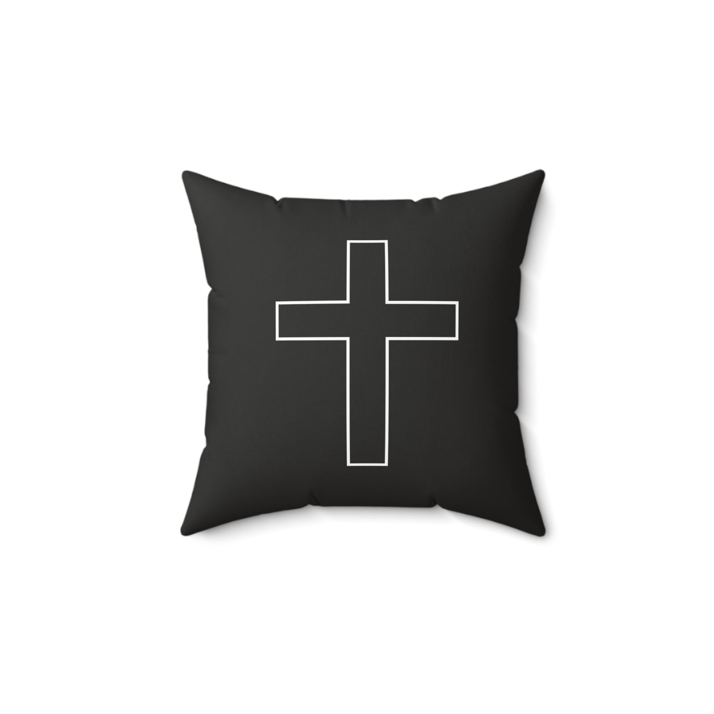 Black Square Pillow - Minimalist Cross Outline Decorative Throw Pillow
