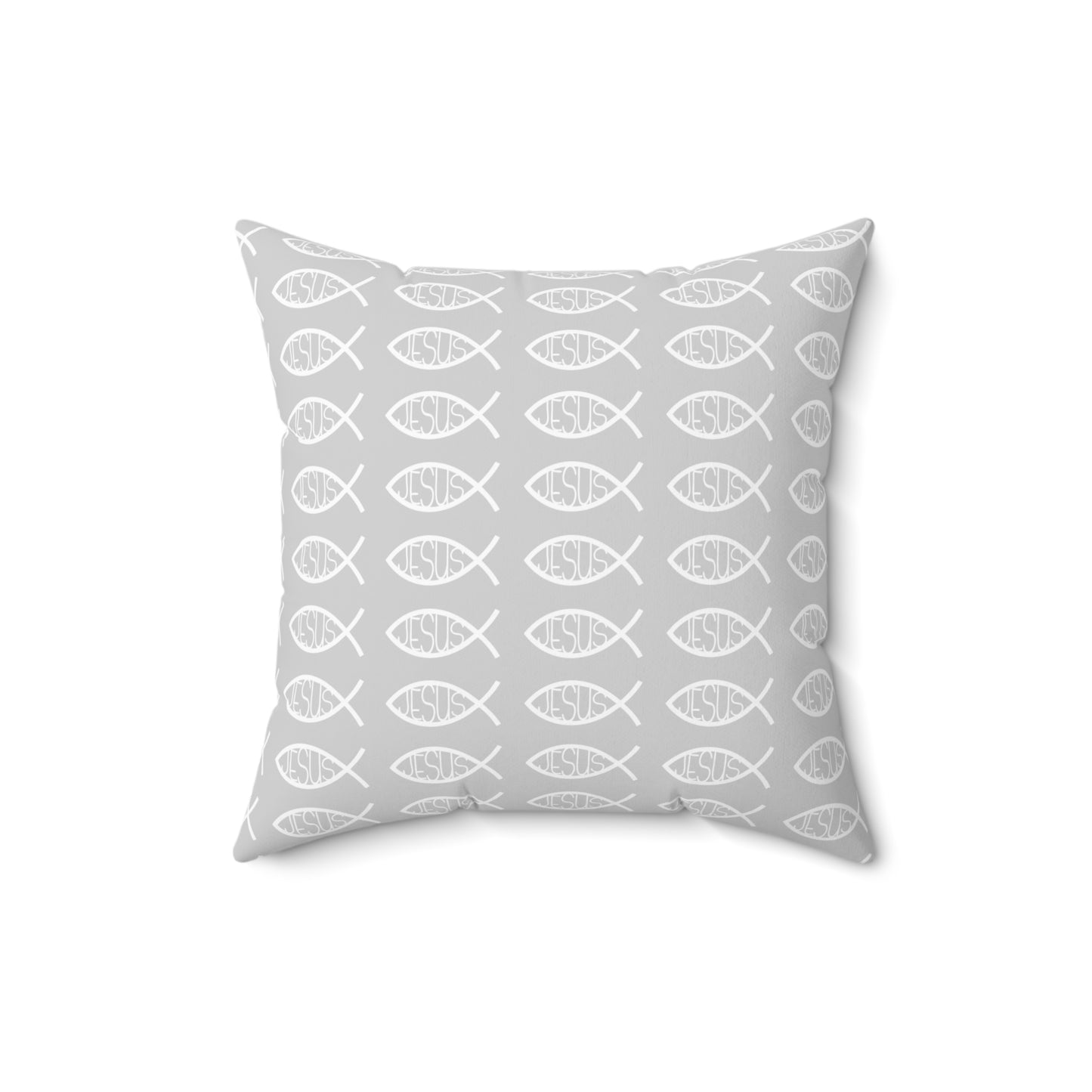 Decorative Throw Pillow - Grey and White Jesus Fish Matching Design