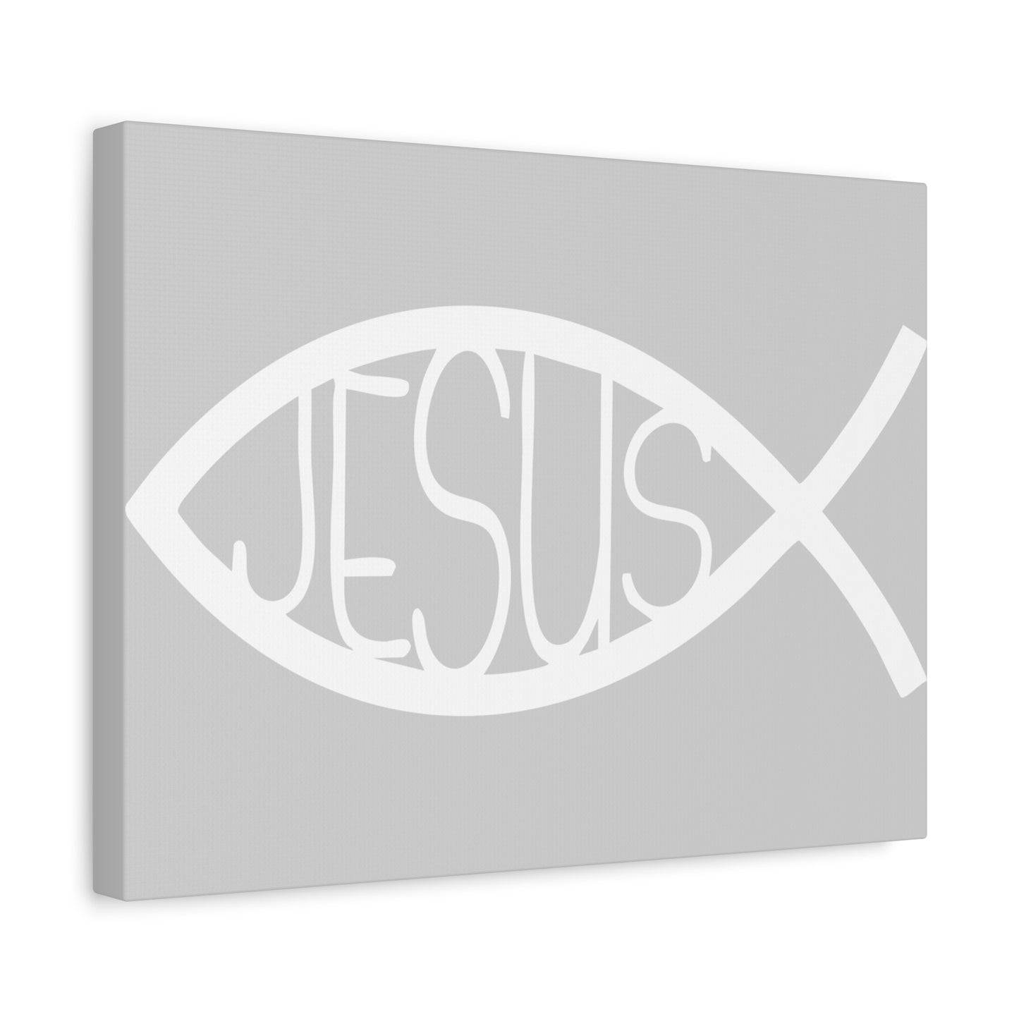 Grey and WhiteJesus Fish - Wall Art Canvas