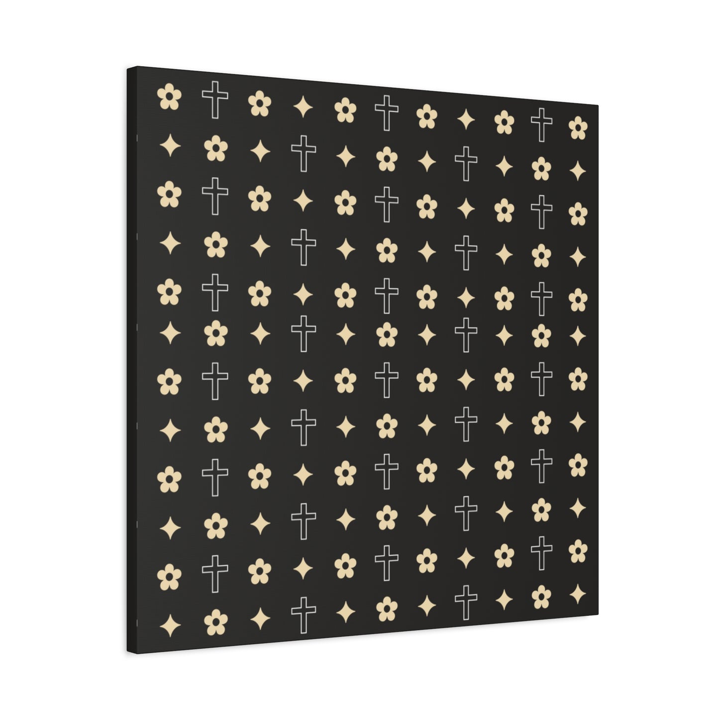 Wall Art Canvas - Black and White Daisy Cross Print