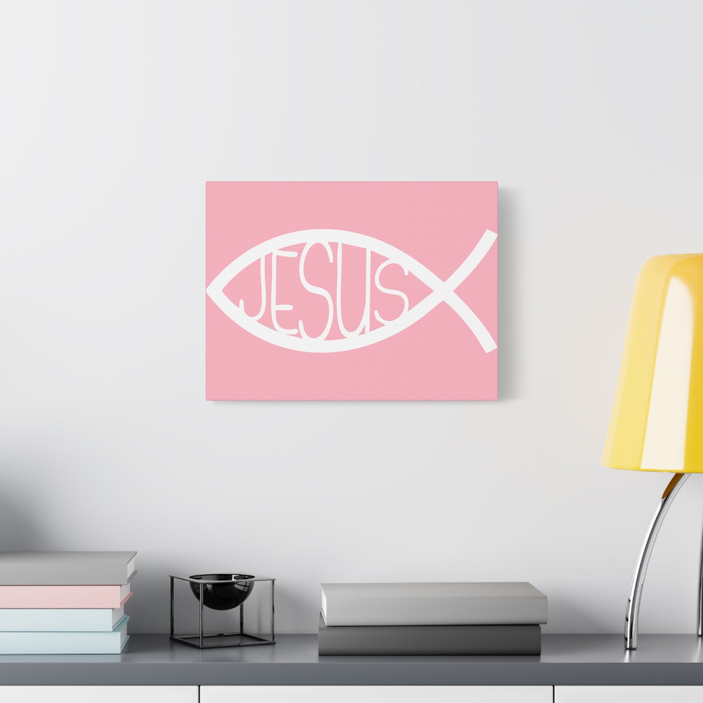 Pink Jesus Fish - Wall Art Canvas
