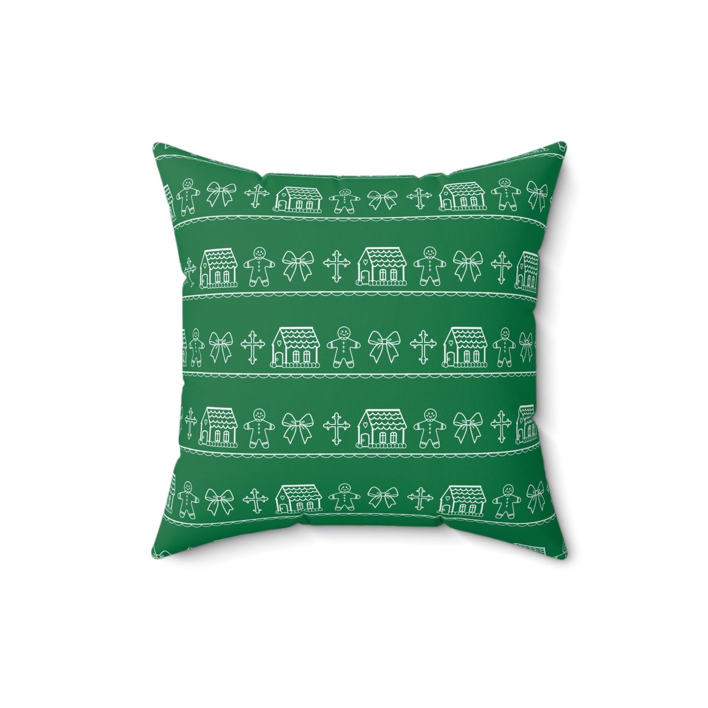 Dark Green Christmas Gingerbread Pillow