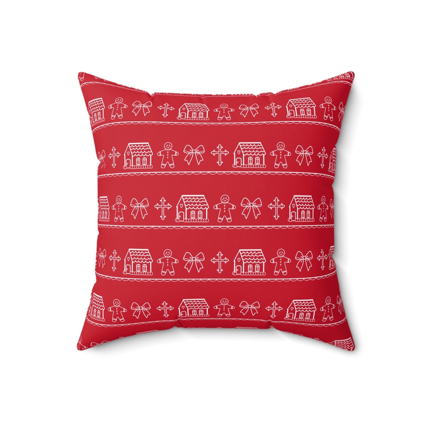 Dark Red Christmas Gingerbread Pillow