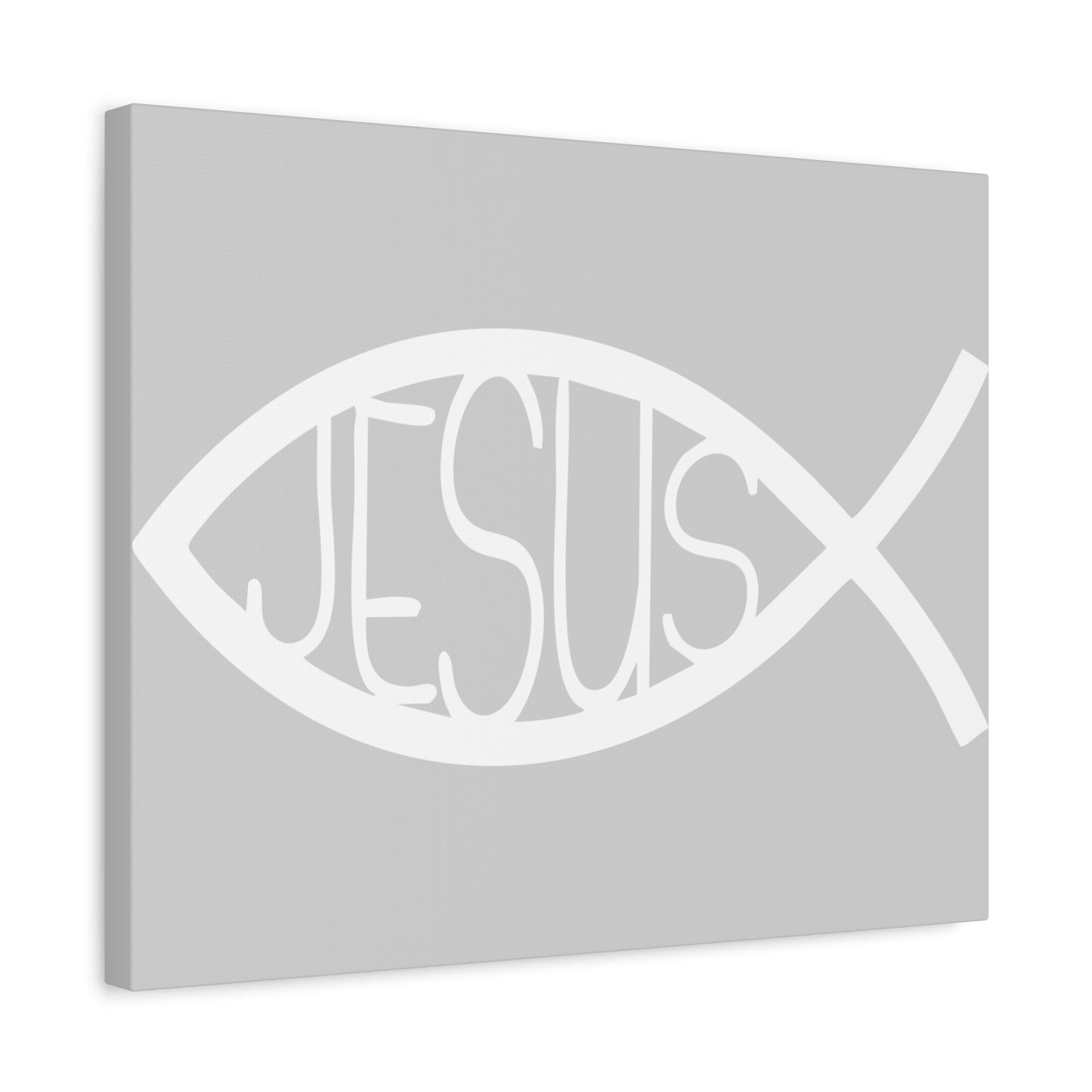 Grey and WhiteJesus Fish - Wall Art Canvas