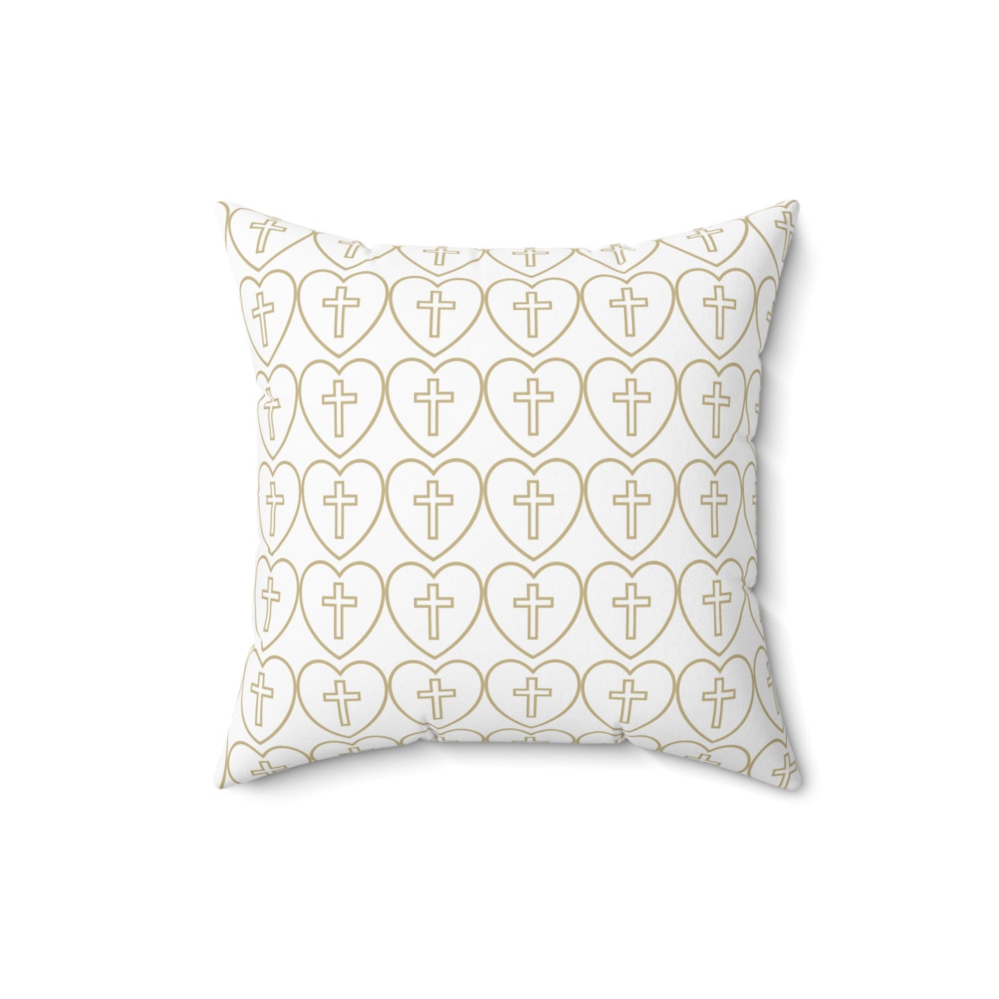 Decorative Throw Pillow - Matching Hearts + Cross Design