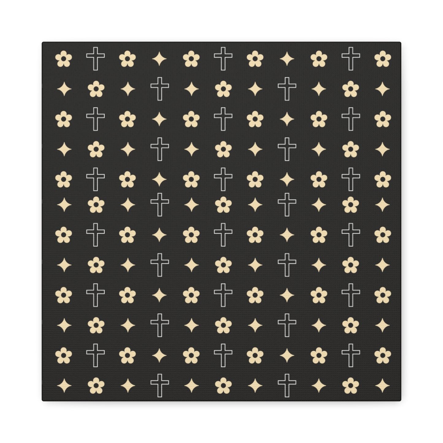 Wall Art Canvas - Black and White Daisy Cross Print
