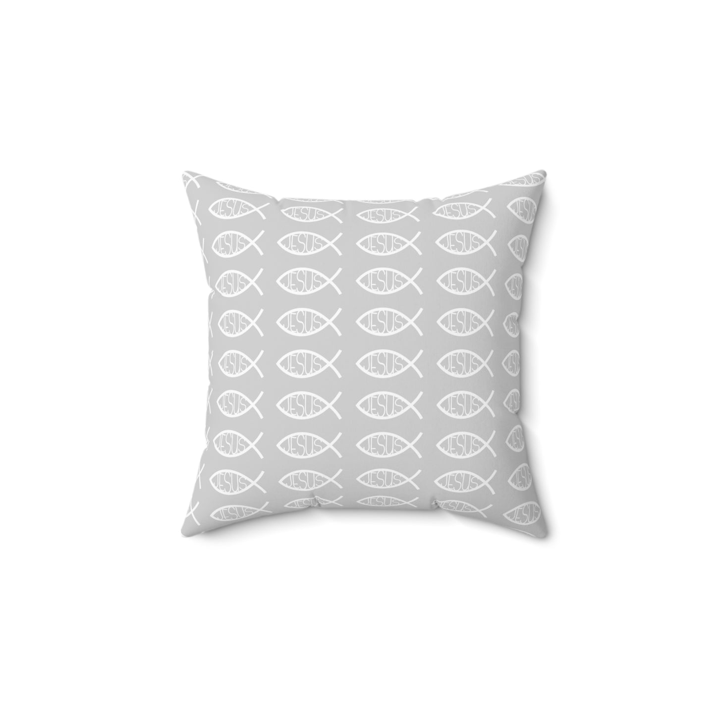 Decorative Throw Pillow - Grey and White Jesus Fish Matching Design