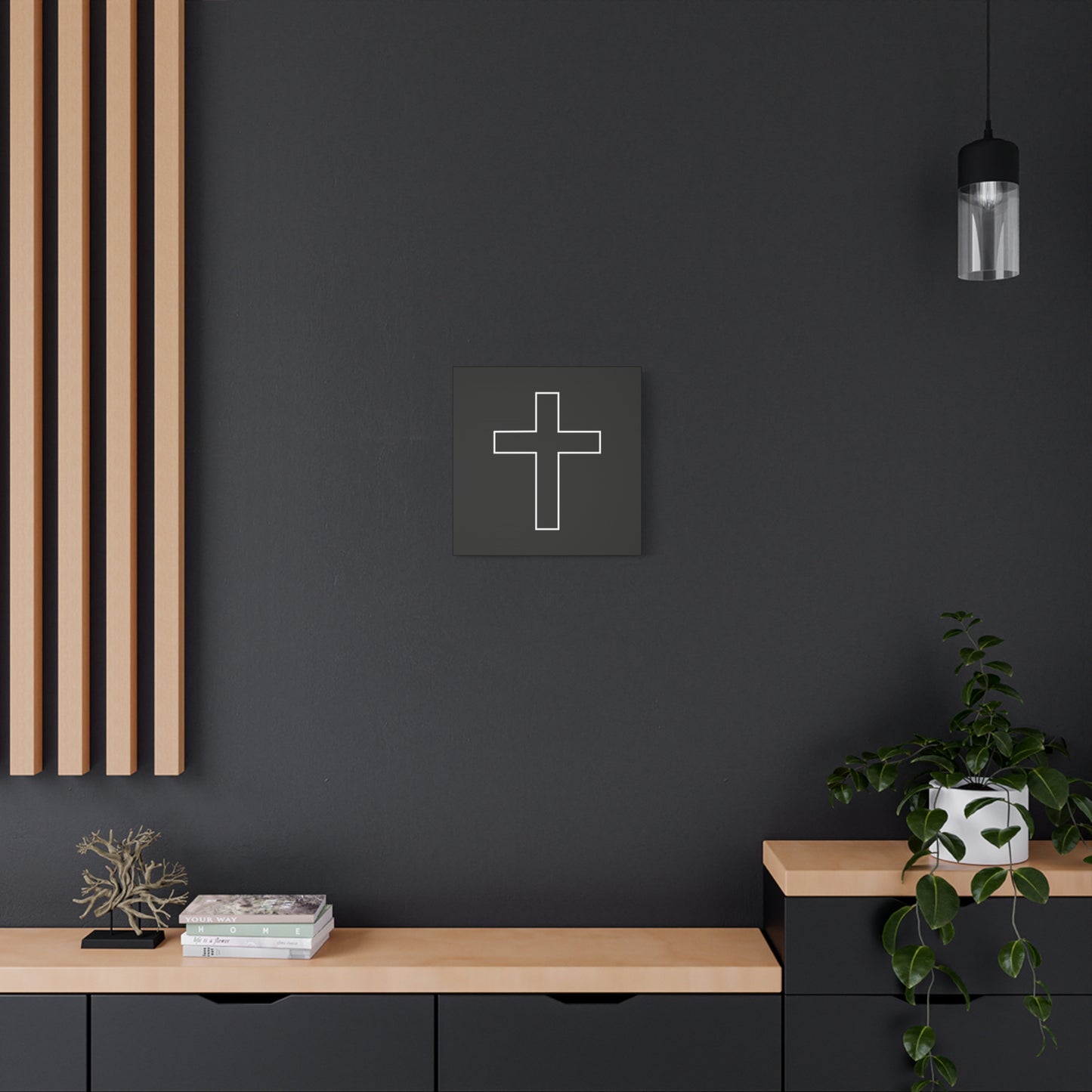 Minimalist Outline Cross - Canvas Wall Art