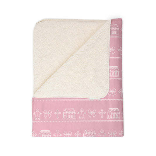 Pink Sherpa Blanket Christmas Gingerbread Christian