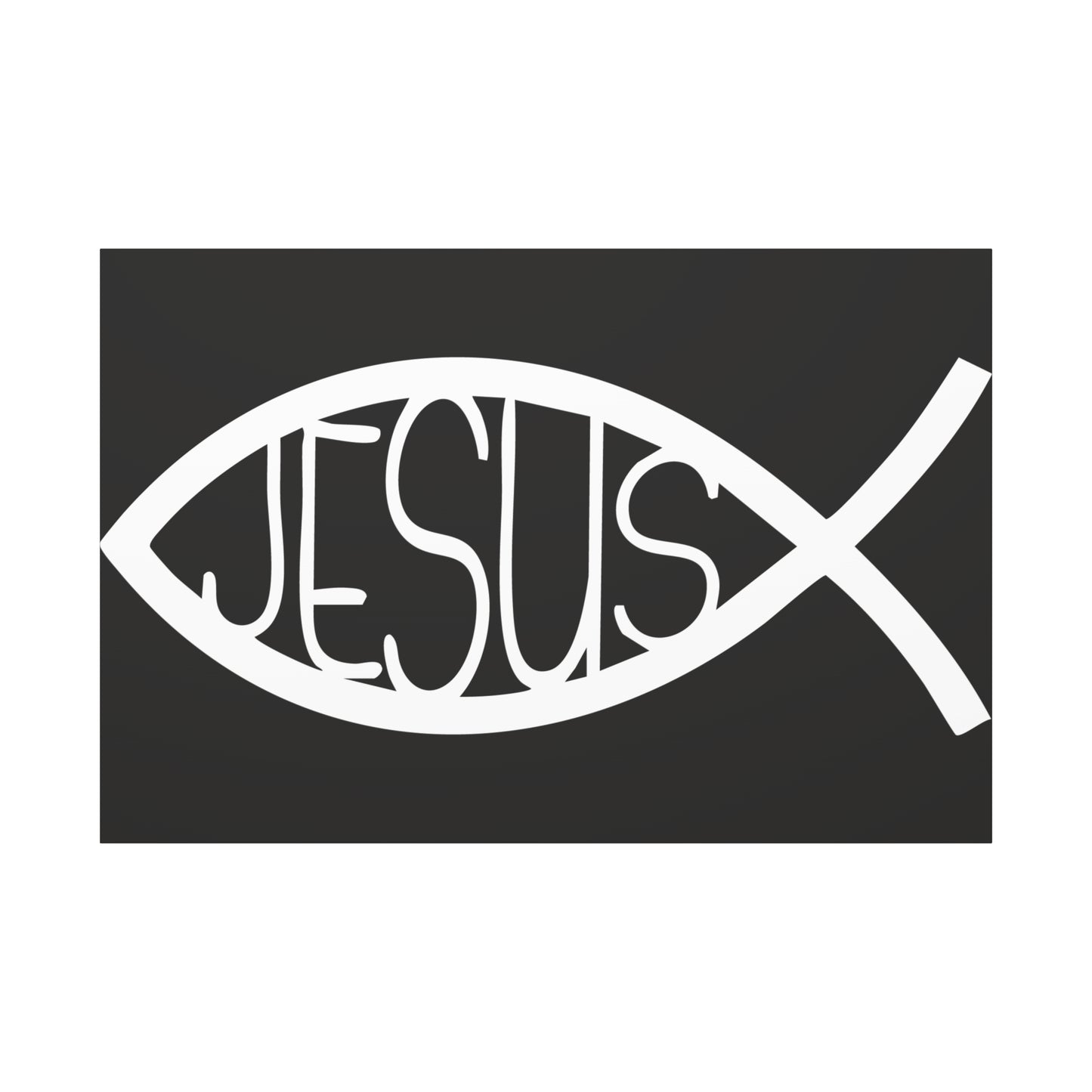 Black and White Jesus Fish - Wall Art Canvas