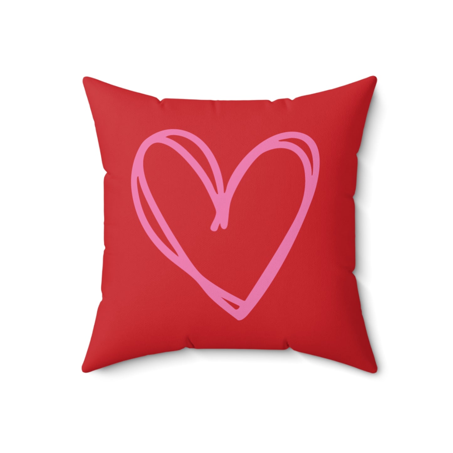 Scribbled Heart Red Pillow