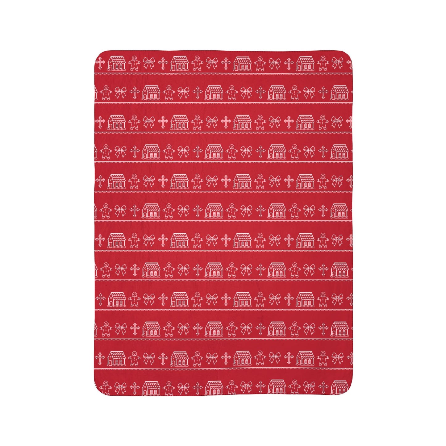 Dark Red Sherpa Blanket Christmas Gingerbread Christian