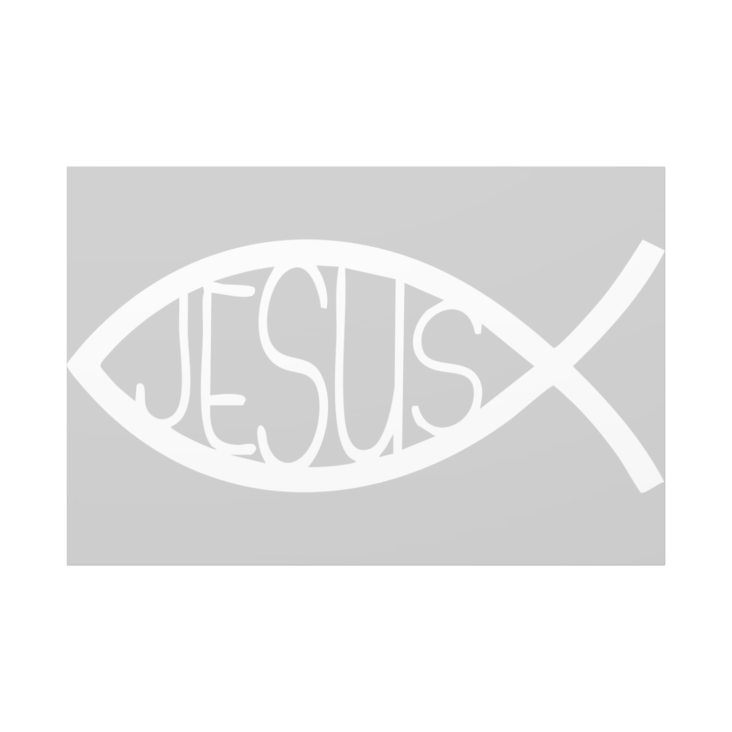 Grey and WhiteJesus Fish - Wall Art Canvas