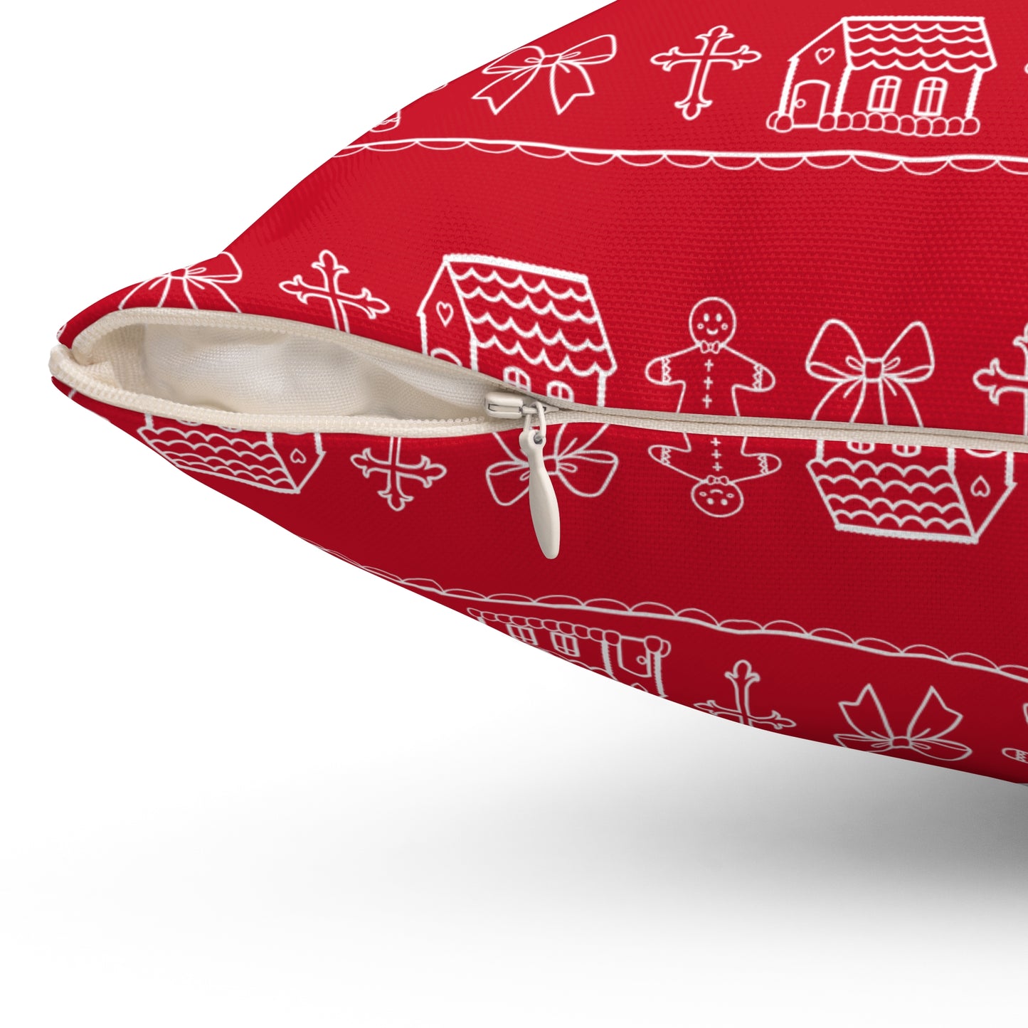 Dark Red Christmas Gingerbread Pillow