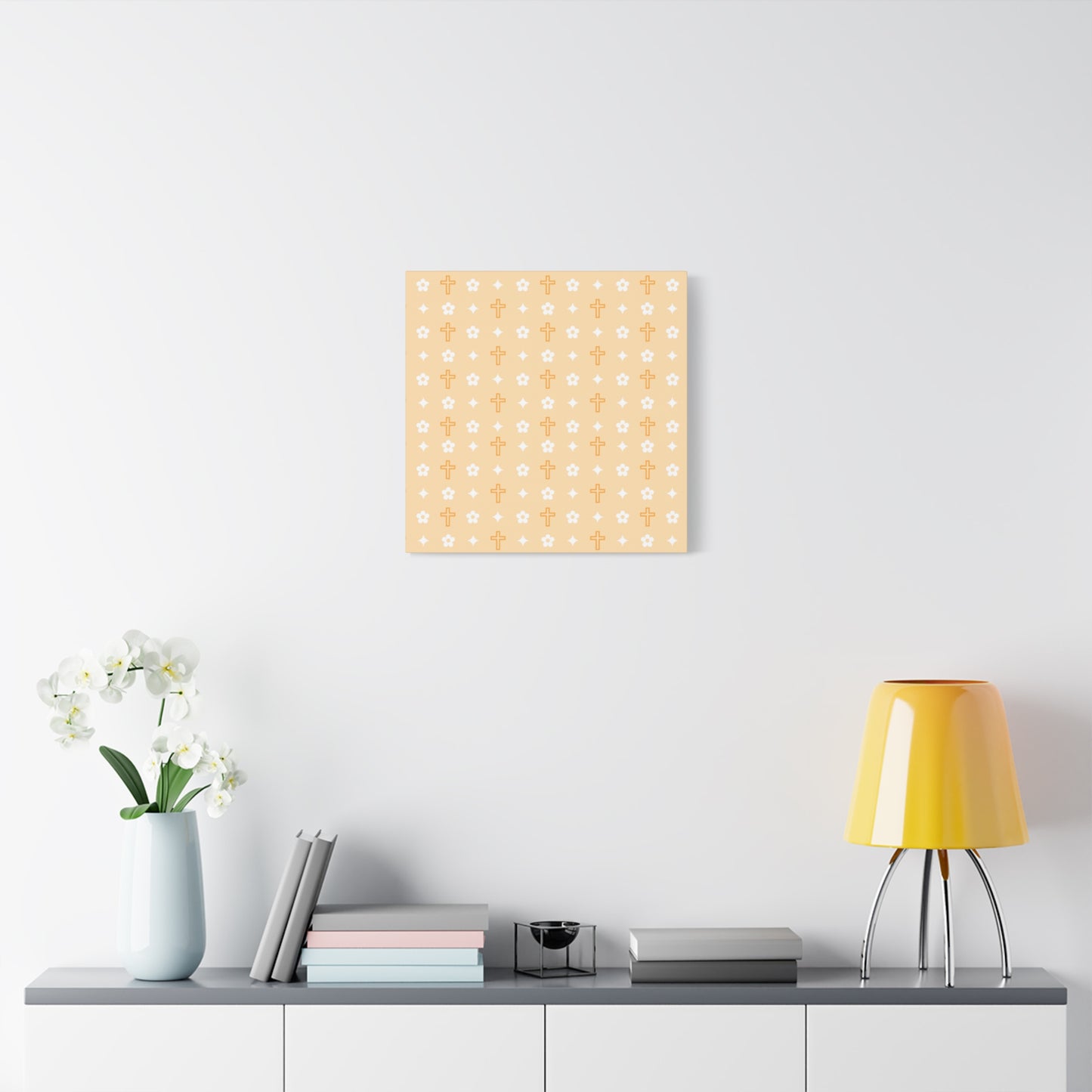 Wall Art Canvas - Creamsicle Daisy Cross Print