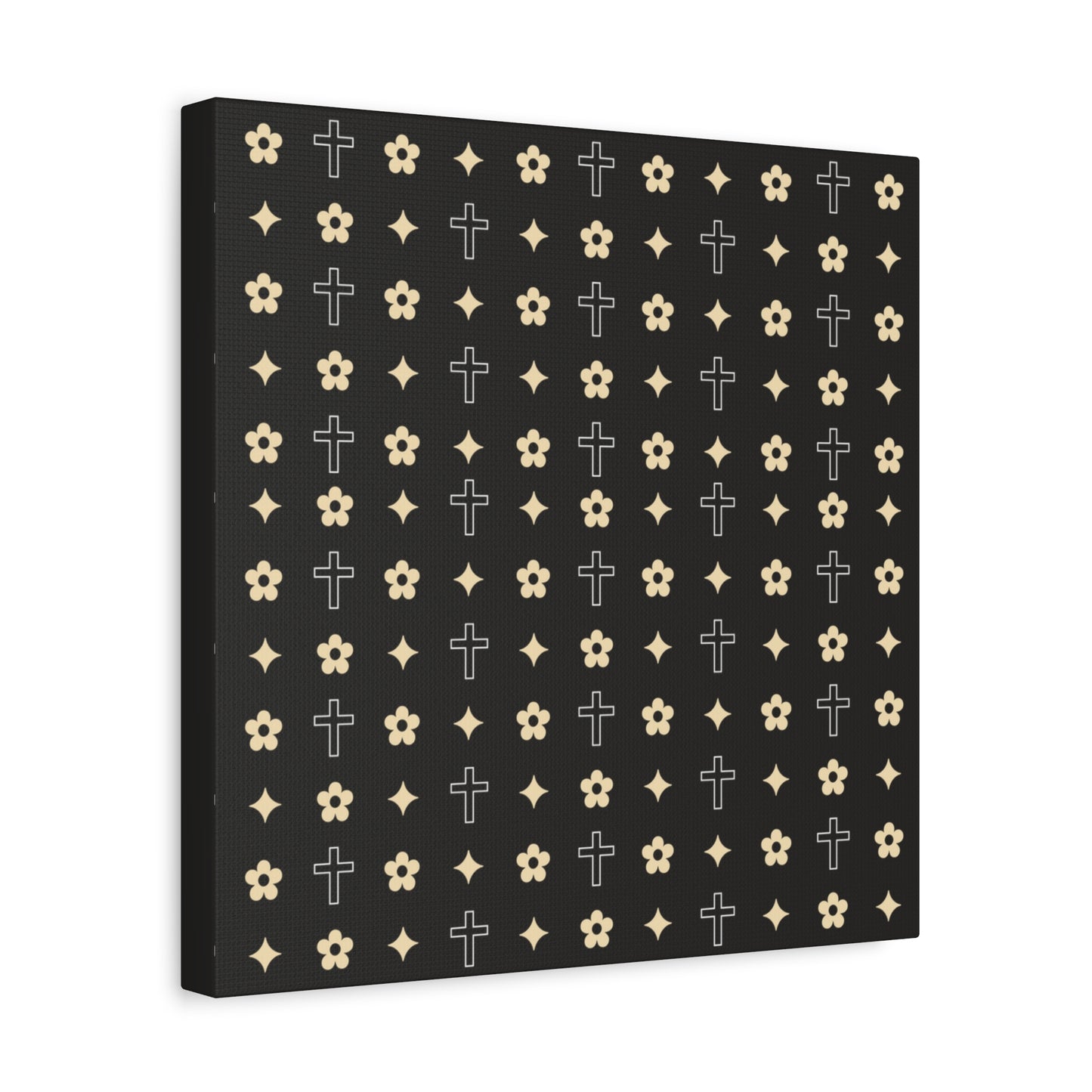 Wall Art Canvas - Black and White Daisy Cross Print