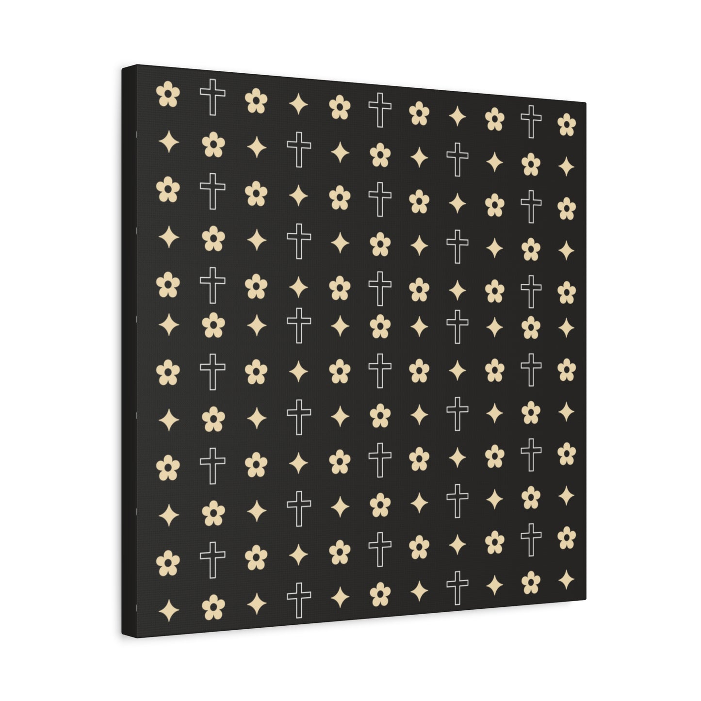 Wall Art Canvas - Black and White Daisy Cross Print