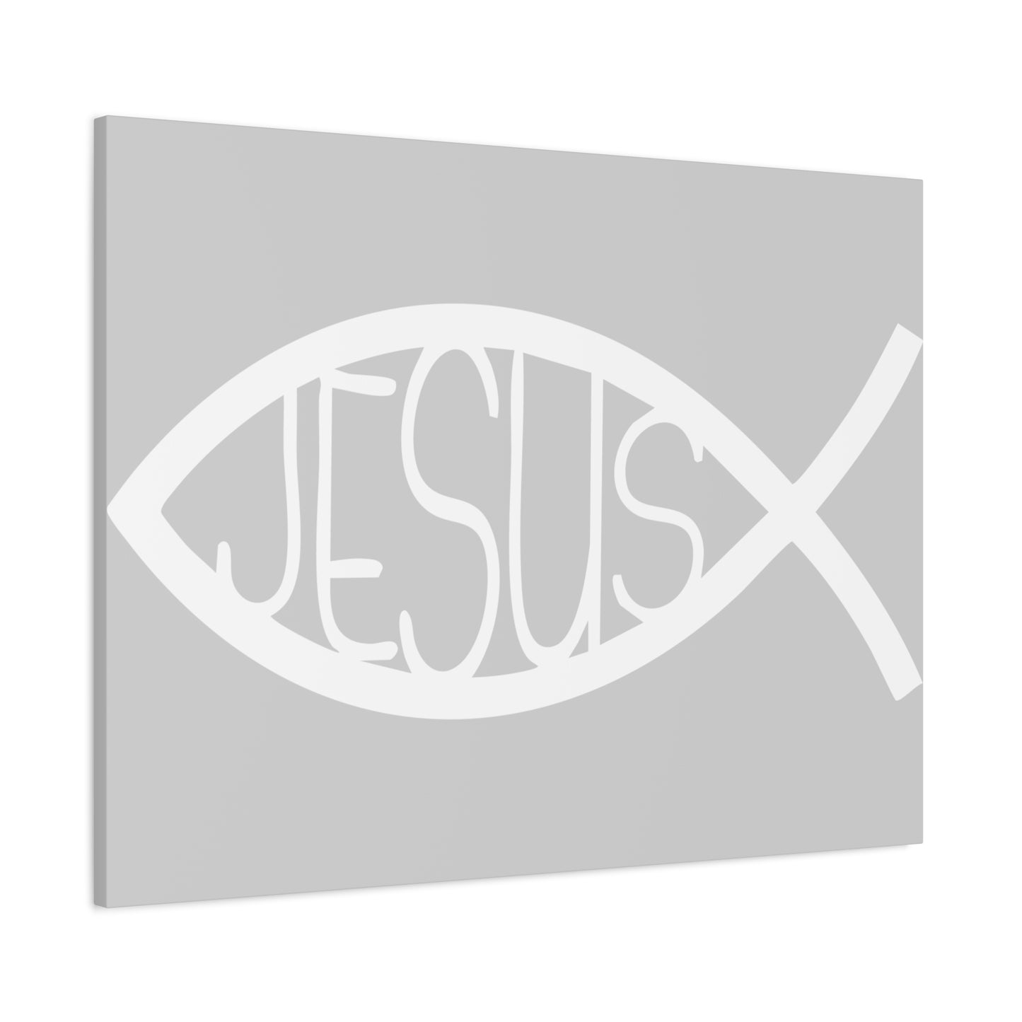 Grey and WhiteJesus Fish - Wall Art Canvas