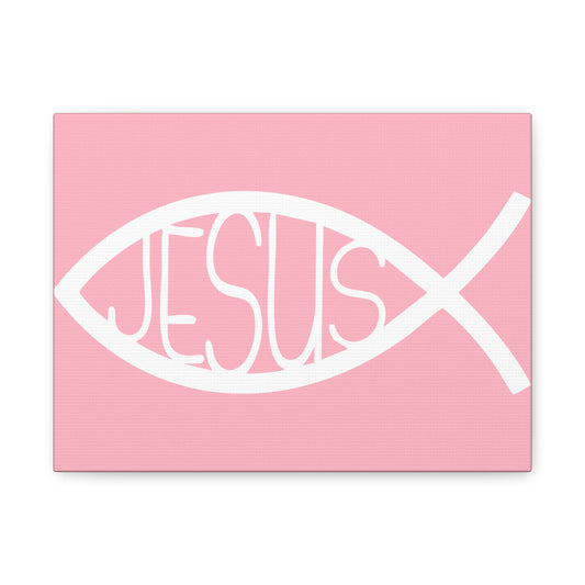 Pink Jesus Fish - Wall Art Canvas
