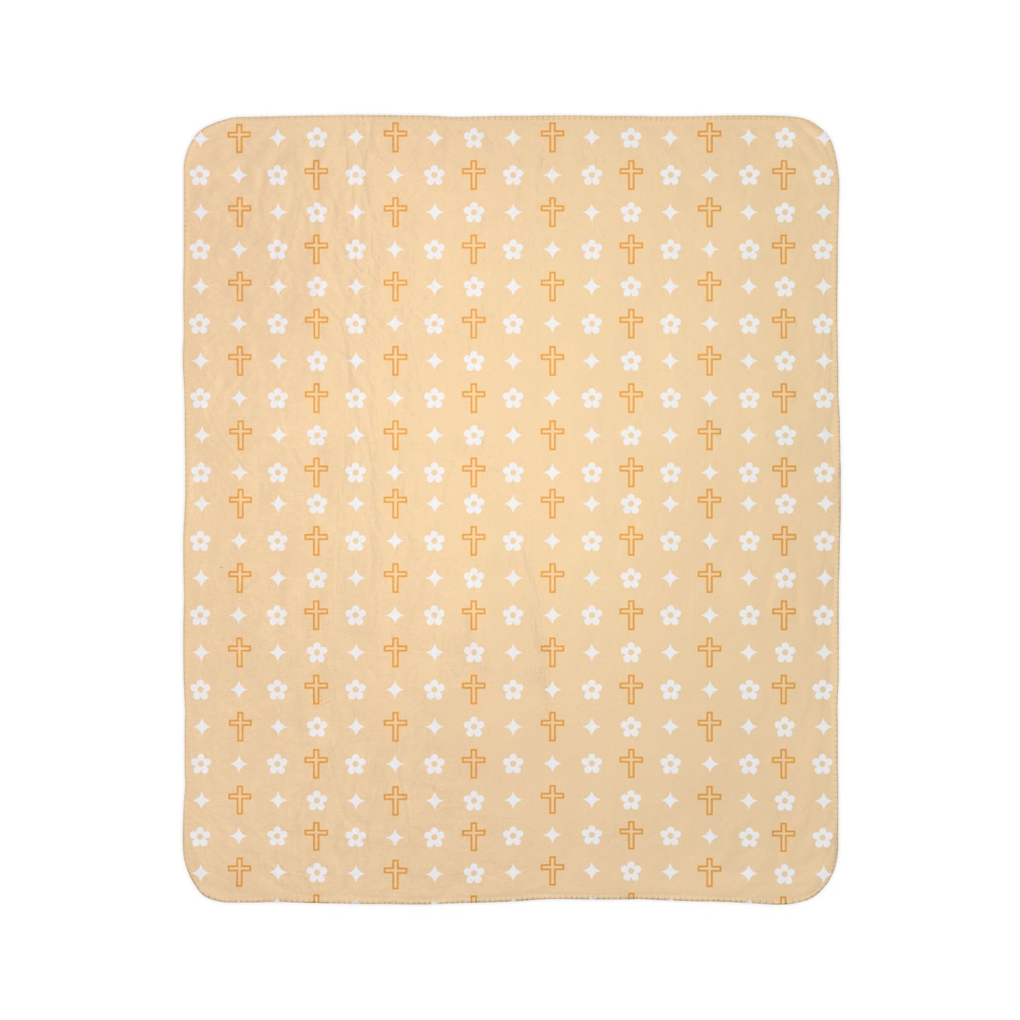 Sherpa Blanket - Creamsicle Daisy Cross Print - Cozy Home Decor