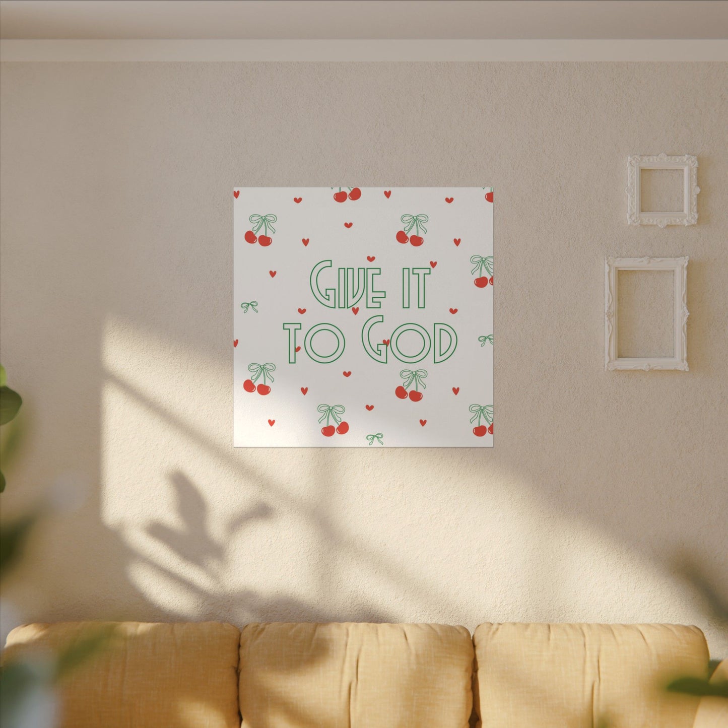 Canvas Artwork - Bows + Cherries "Give it to God"