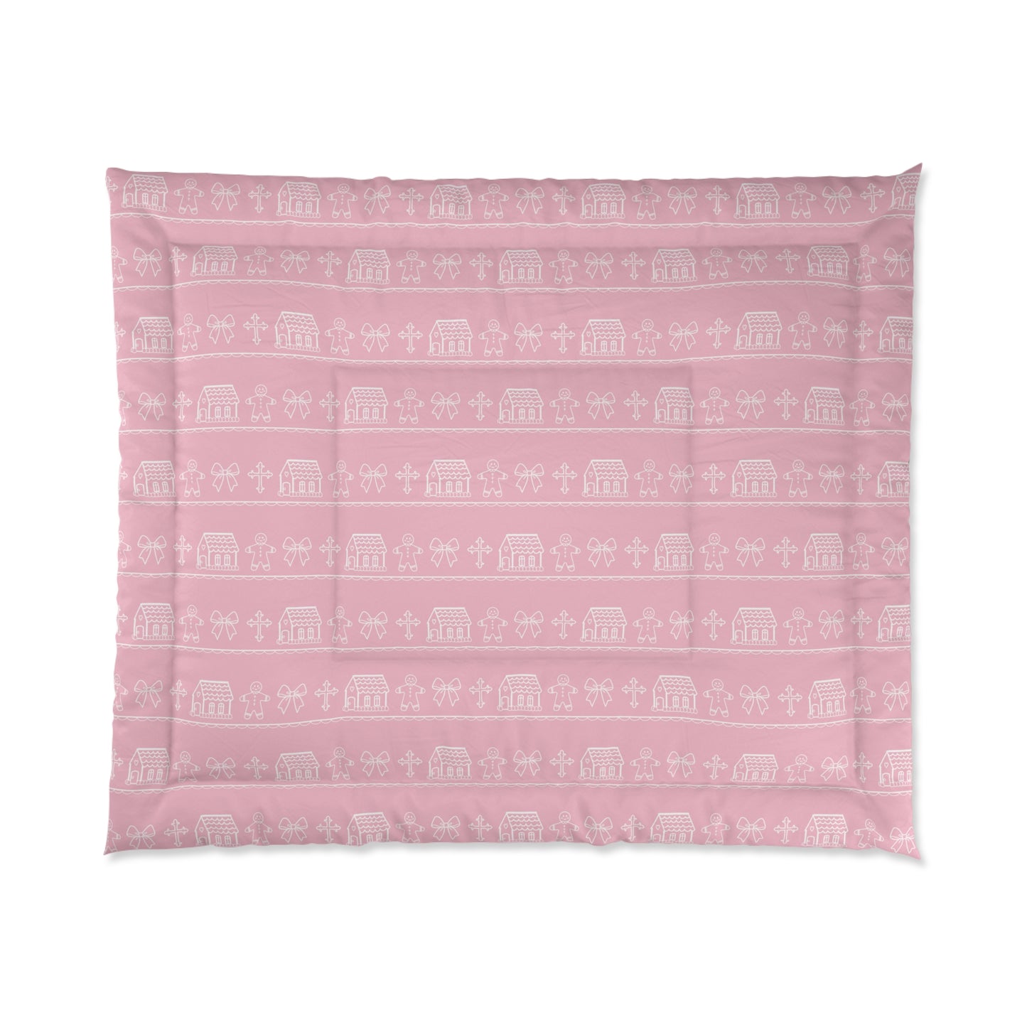 Pink Christmas Gingerbread Comforter