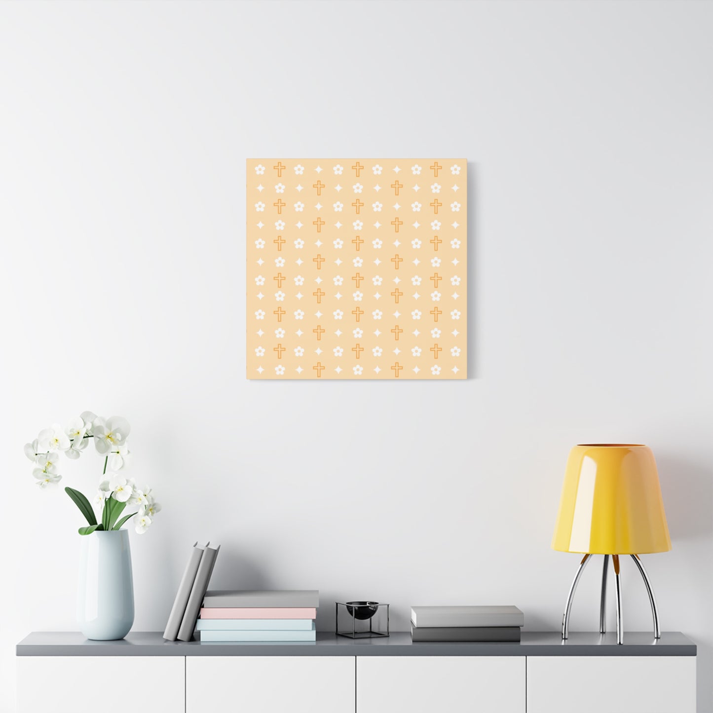 Wall Art Canvas - Creamsicle Daisy Cross Print