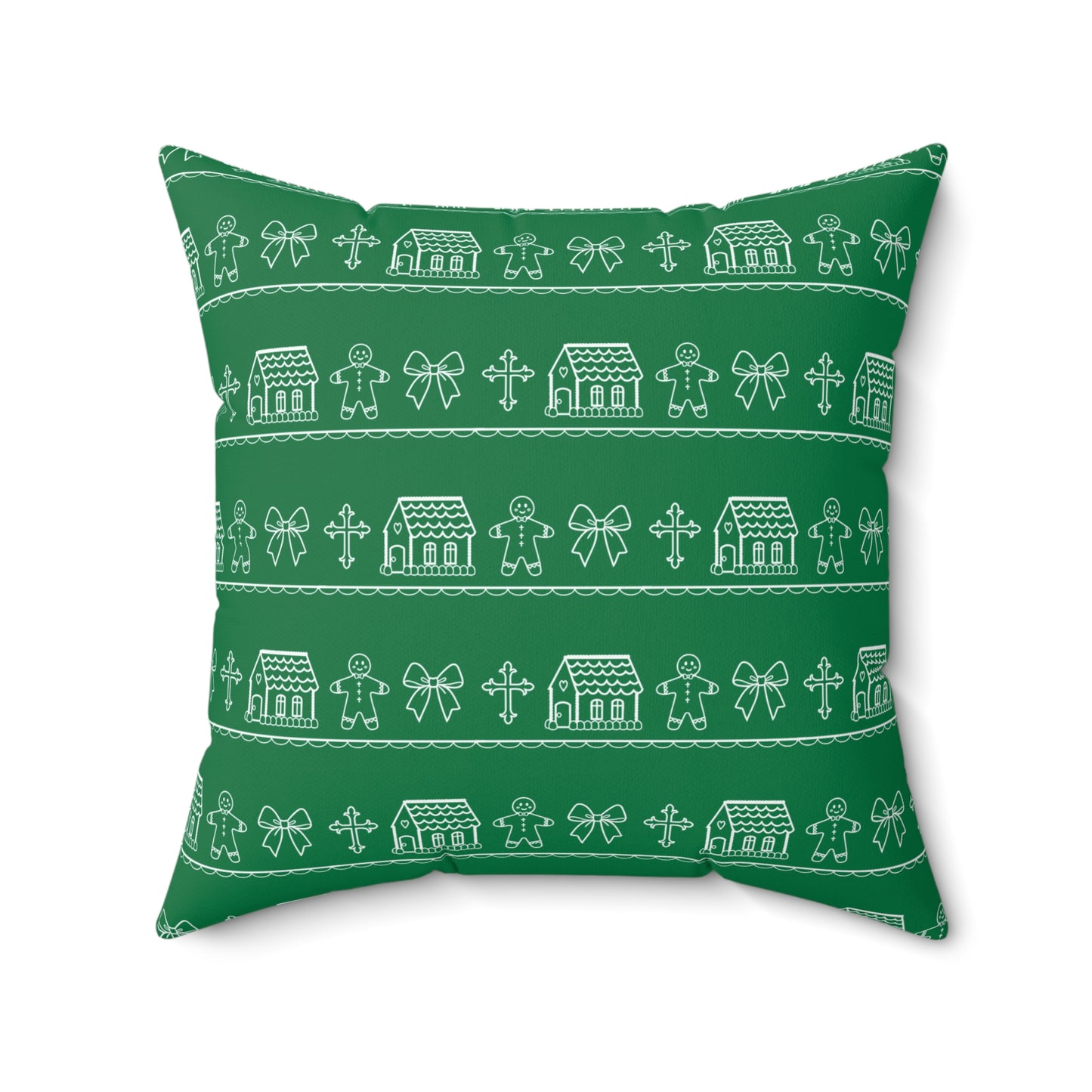 Dark Green Christmas Gingerbread Pillow