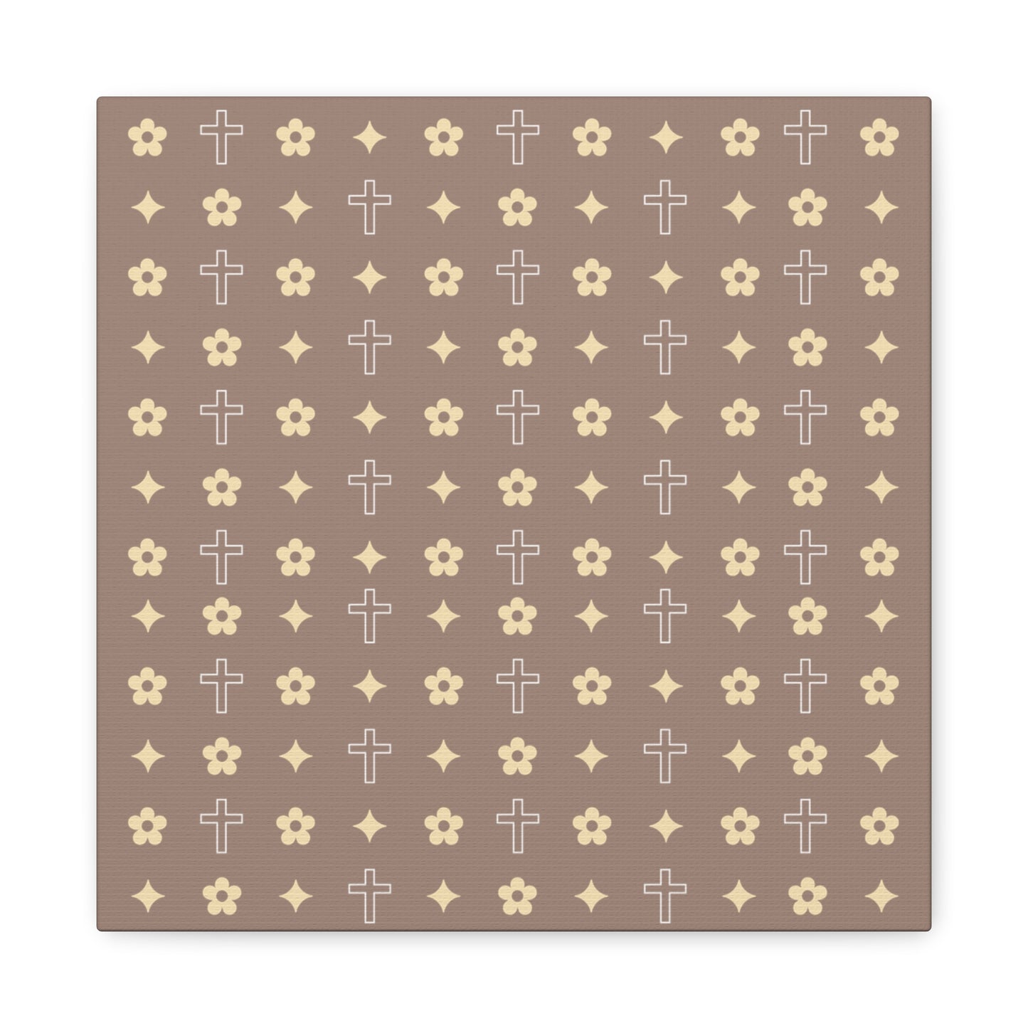 Wall Art Canvas - Mocha Cream Daisy Cross Print